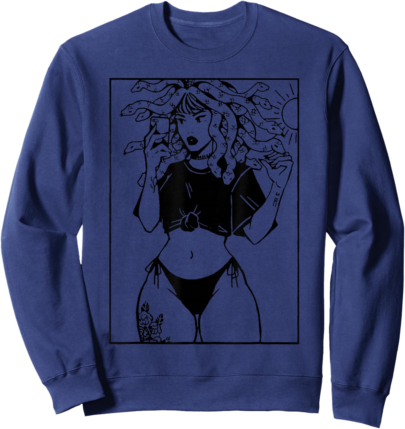 Medusa Hippie Psychedelic Snakes Greek Mythology Sweatshirt - Sweatshirt | Navy