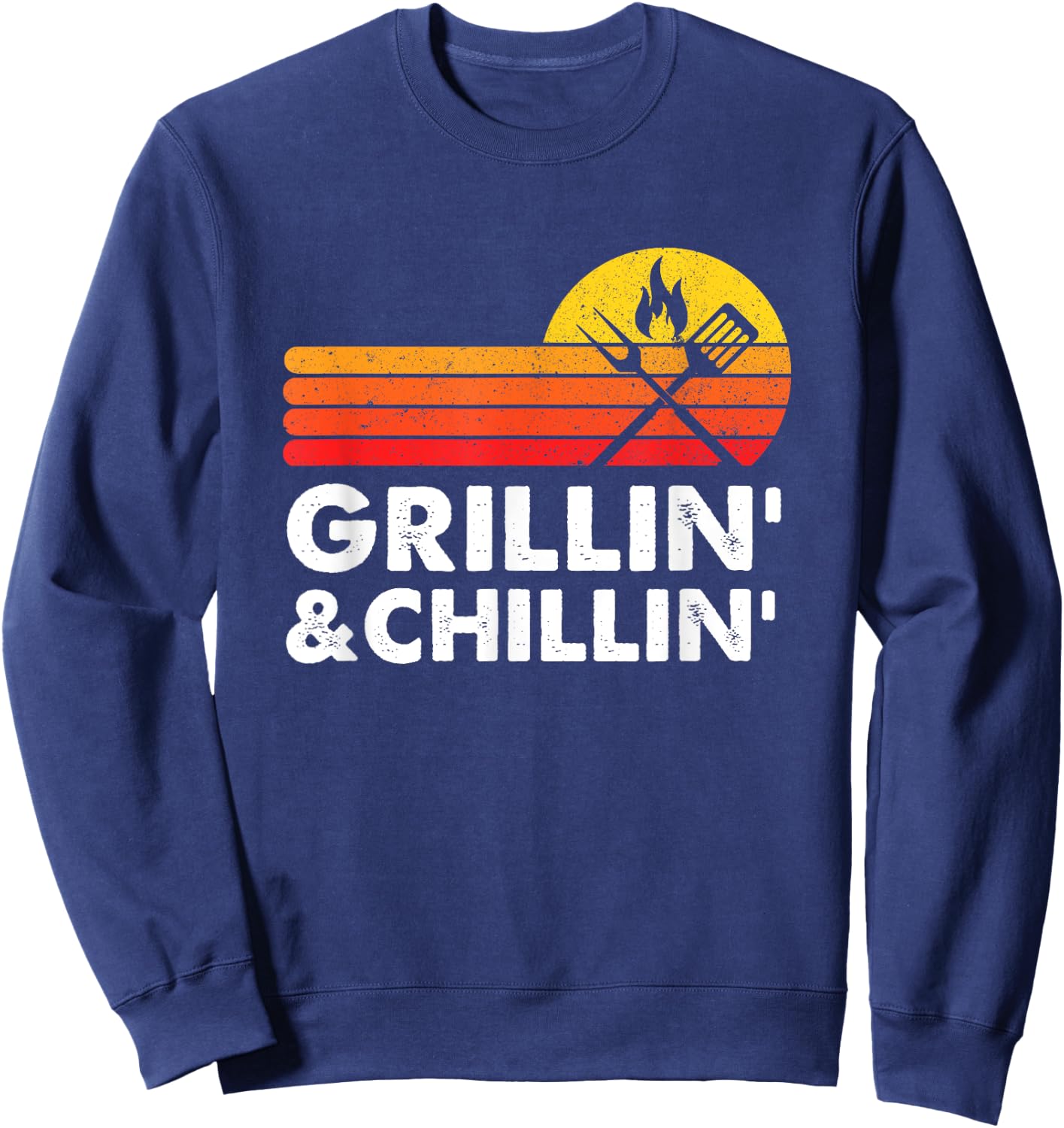 Grilling And Chilling Smoke Meat BBQ Gift Home Cook Dad Men Sweatshirt - Sweatshirt | Navy