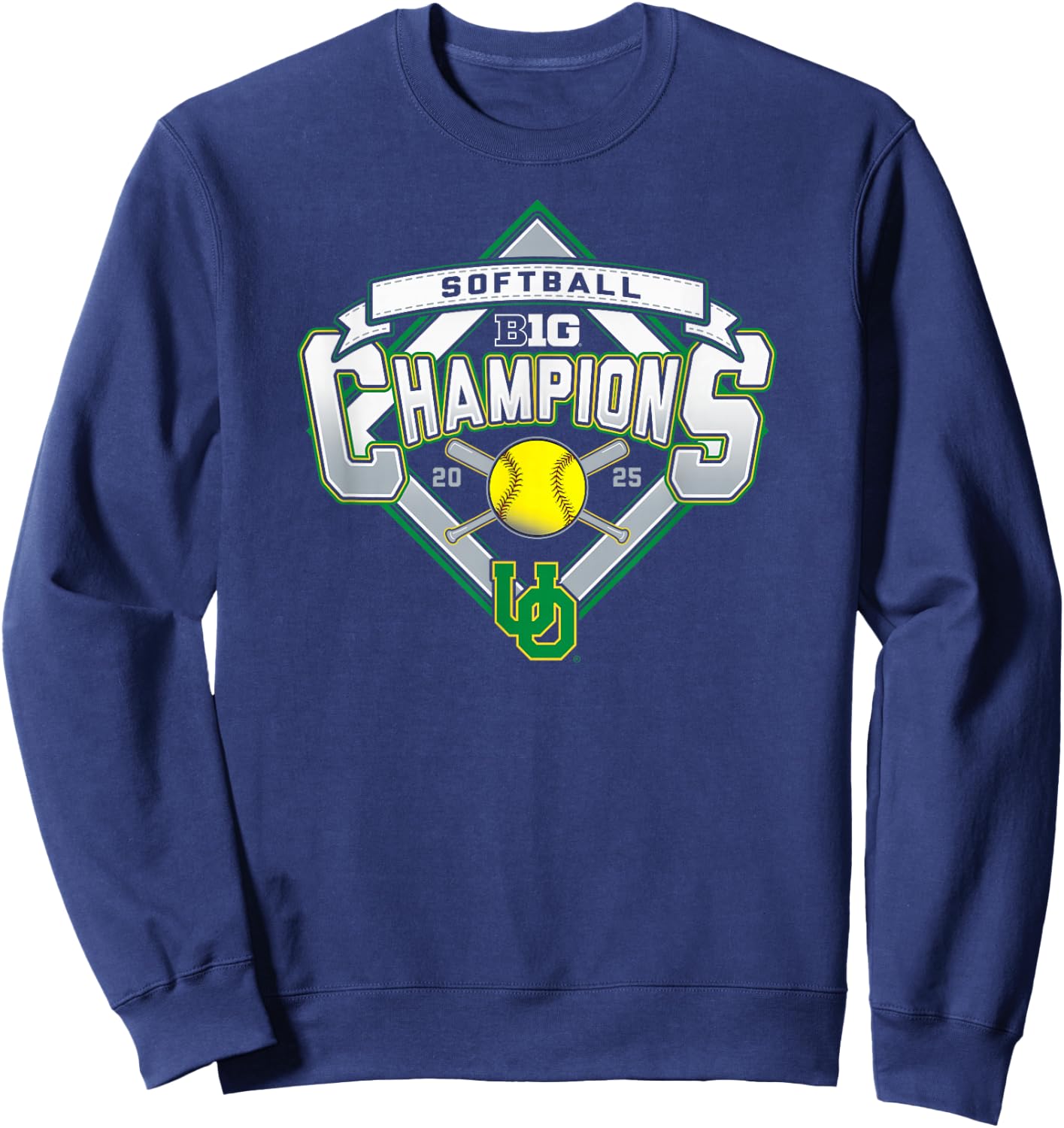 Oregon Ducks Softball Big Ten Champs 2025 Season Sweatshirt - Sweatshirt | Navy