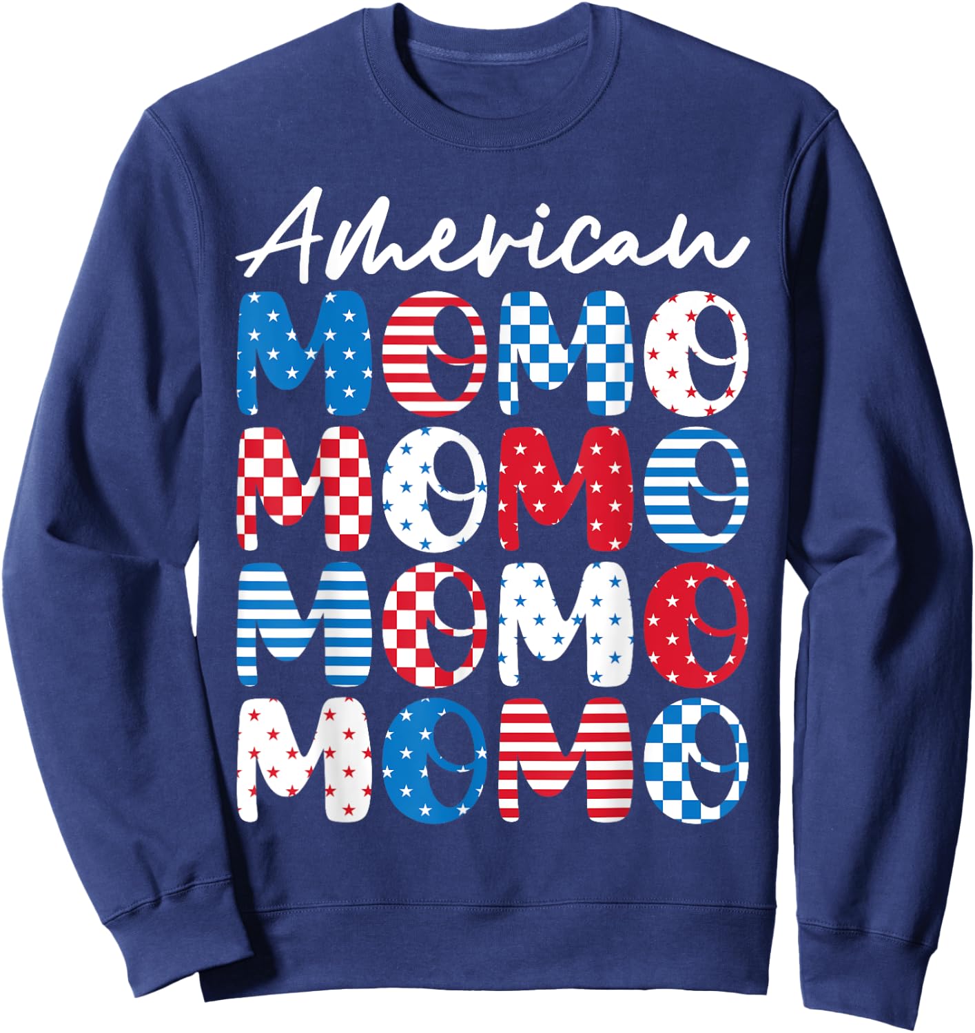American Momo Momo Momo Red White Blue Stars Stripes Mother Sweatshirt - Sweatshirt | Navy