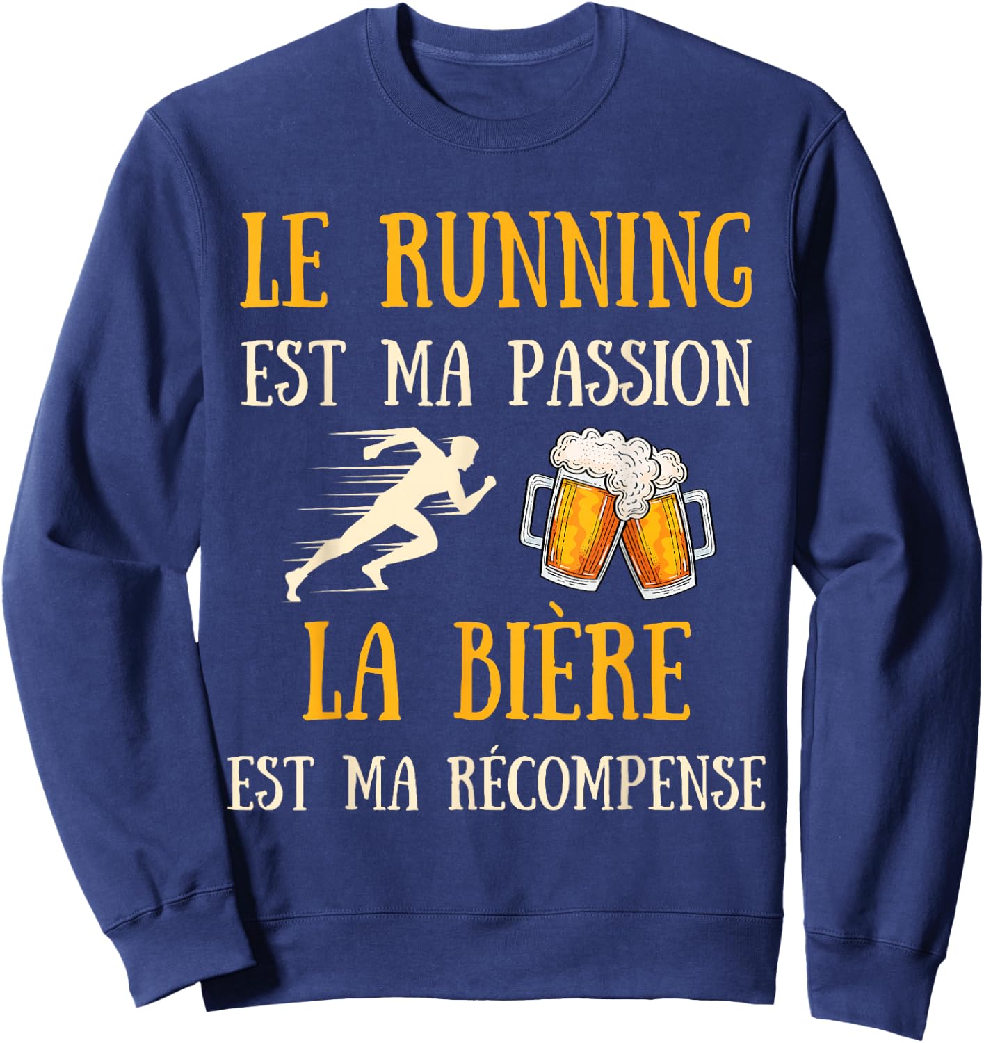 Running Beer Man Humour Running Gift Vintage , Black, S Sweatshirt - Sweatshirt | Navy