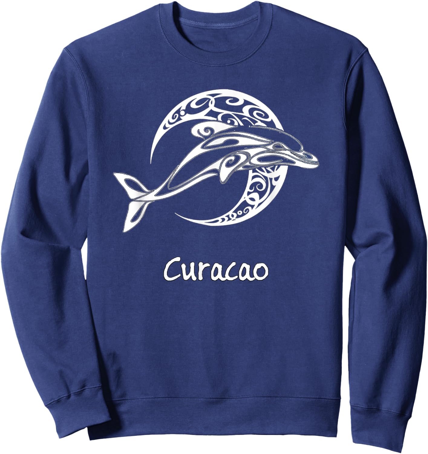 Curacao Tribal Dolphin Design Souvenir Sweatshirt - Sweatshirt | Navy