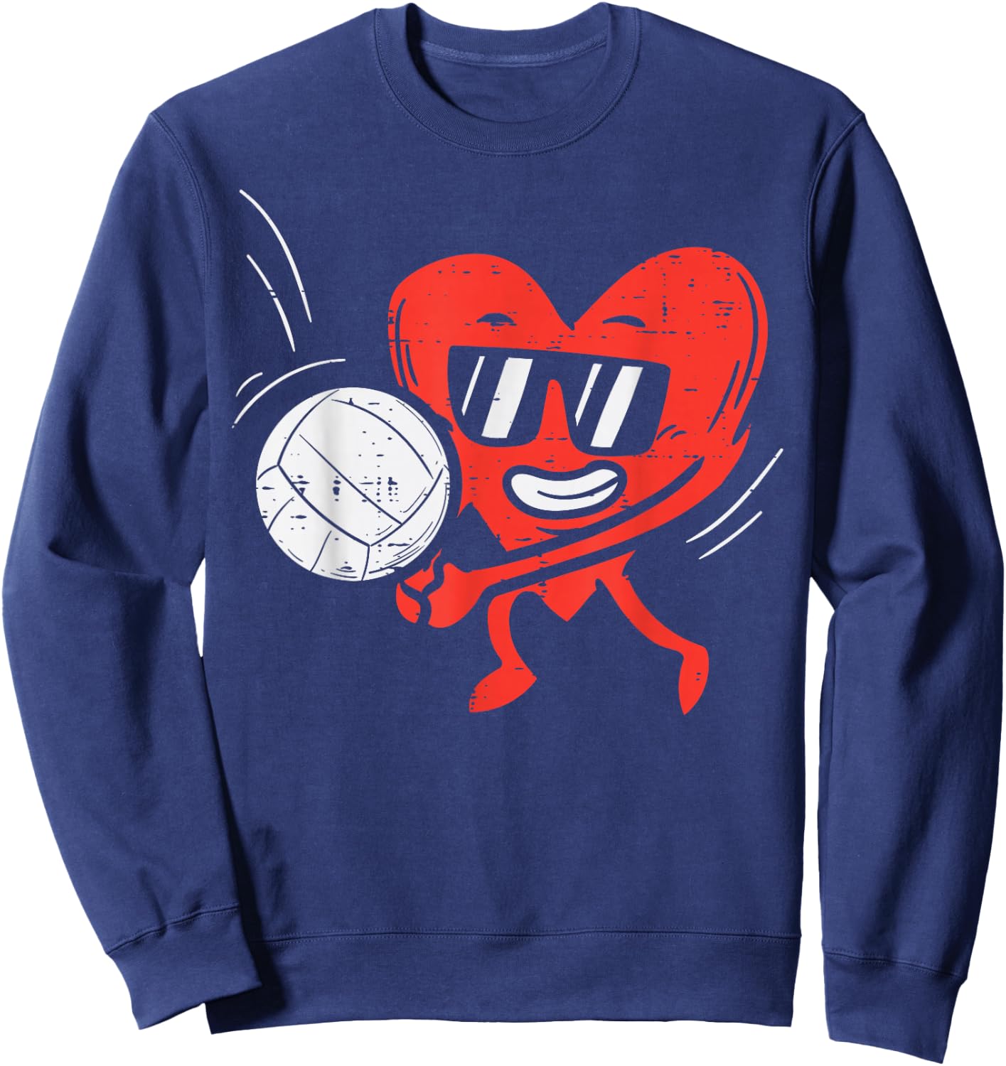 Heart Playing Volleyball Valentines Day Love Sports Girls Sweatshirt - Sweatshirt | Navy