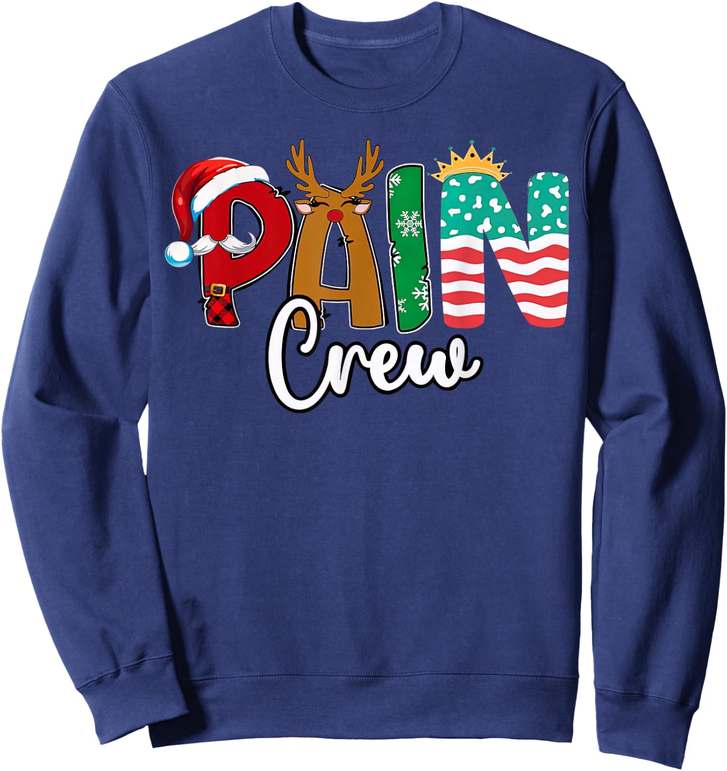 Pain Management Nurse Christmas Pain Crews Scrub Top Women Sweatshirt - Sweatshirt | Navy