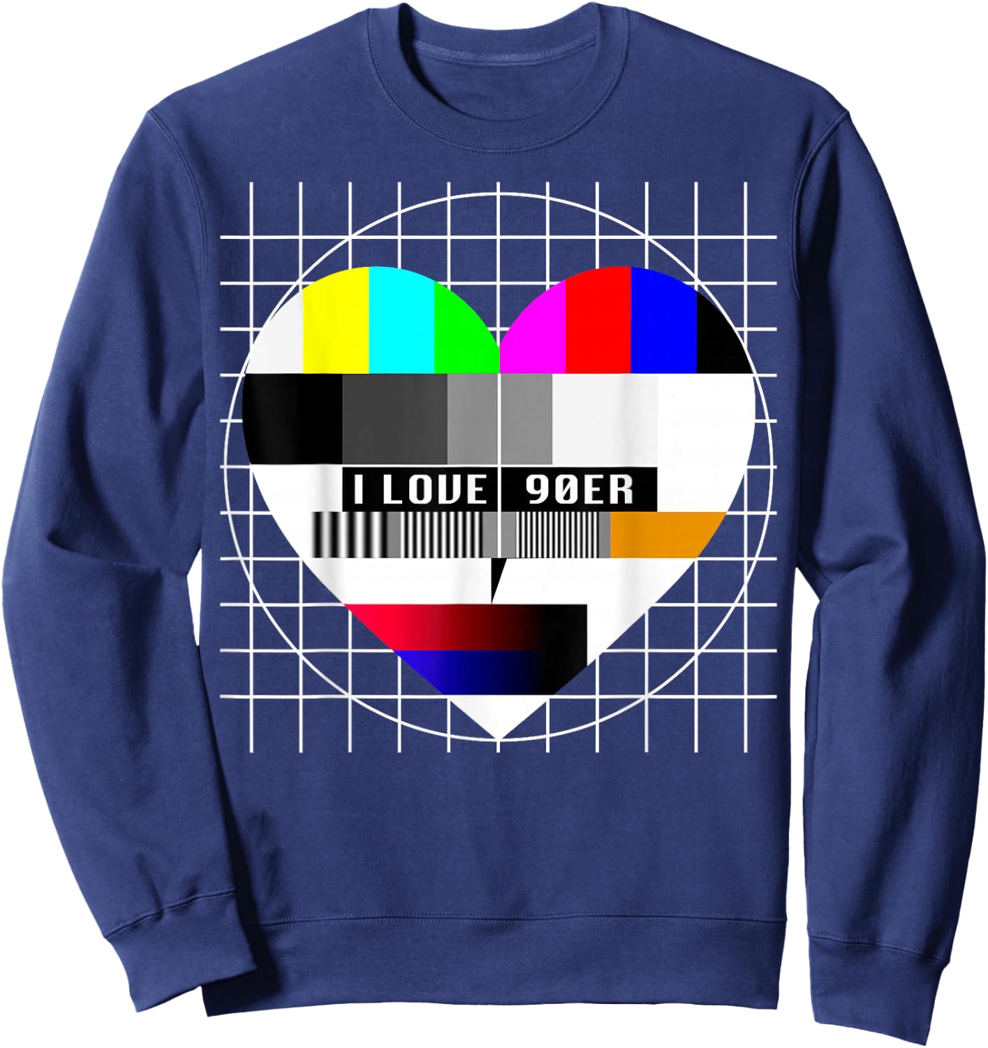 90er Party Testbild Herzform Liebe I Love 90er Jahre Kostüm Sweatshirt - Sweatshirt | Navy