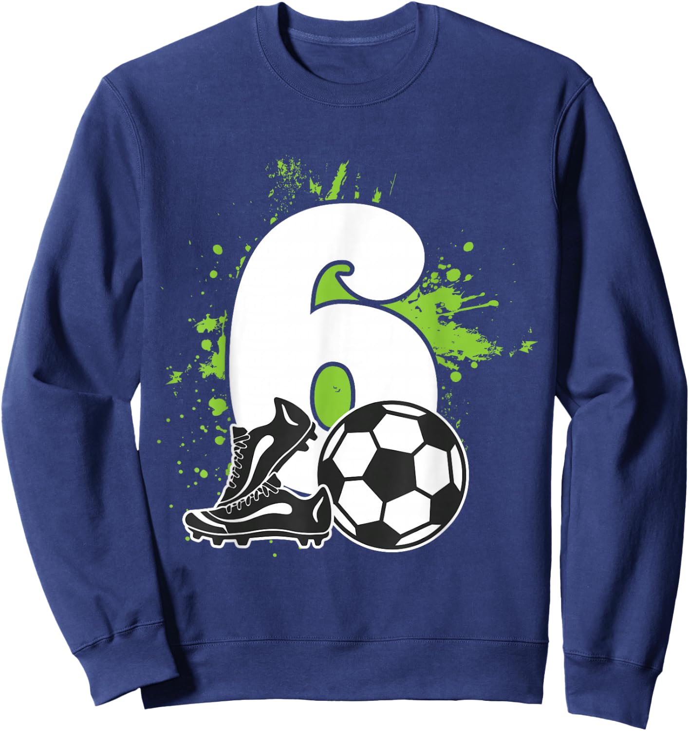Children's 6th Birthday Boy Footballer Football , black, 80 Sweatshirt - Sweatshirt | Navy