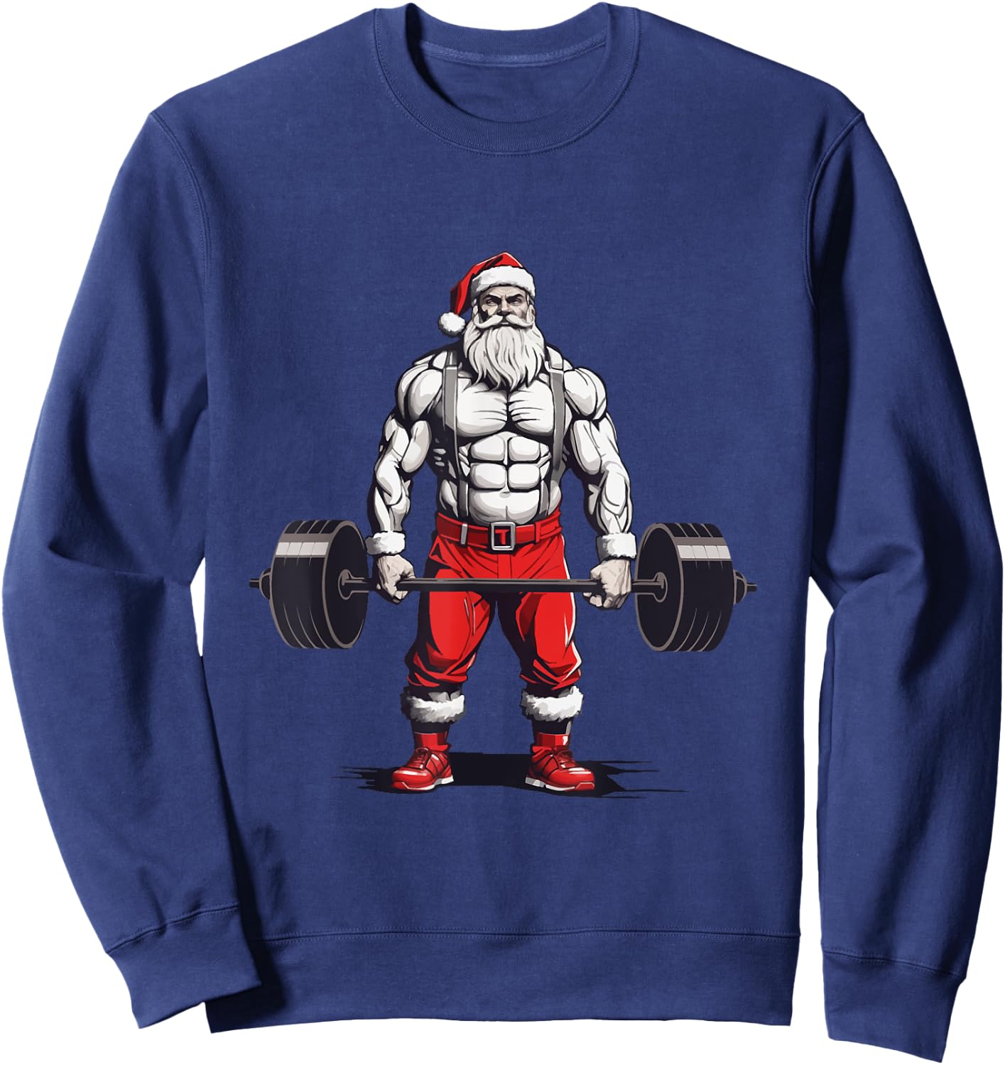 Santa Deadlift Bodybuilder Funny Fitness Christmas Sweatshirt - Sweatshirt | Navy