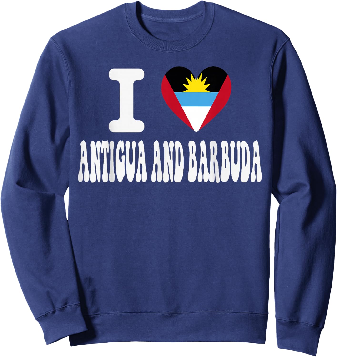 I Love Antigua and Barbuda Heart Flag Retro Travel Souvenir Sweatshirt - Sweatshirt | Navy