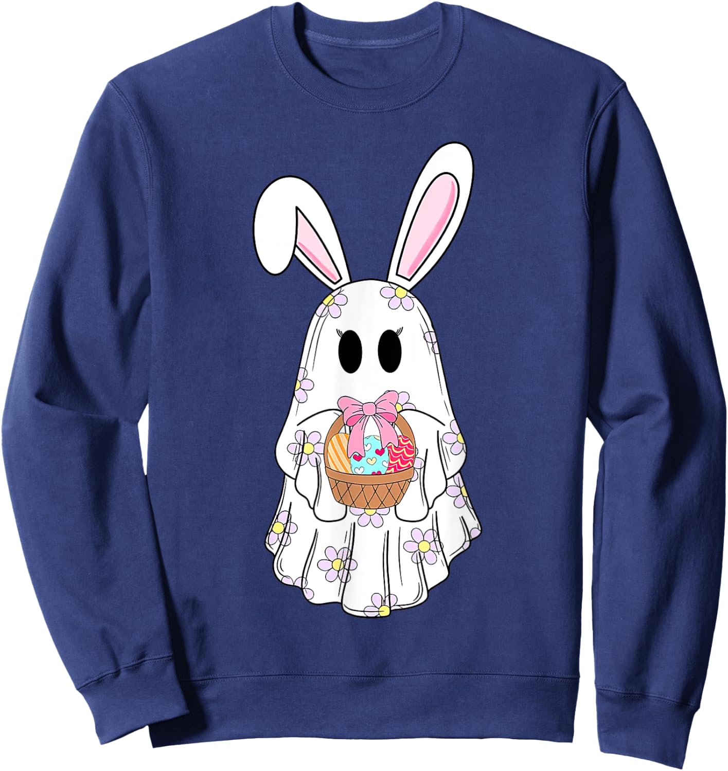 Cute Ghost Bunny Ghost Rabbit Easter Day Rabbit Lover Sweatshirt - Sweatshirt | Navy