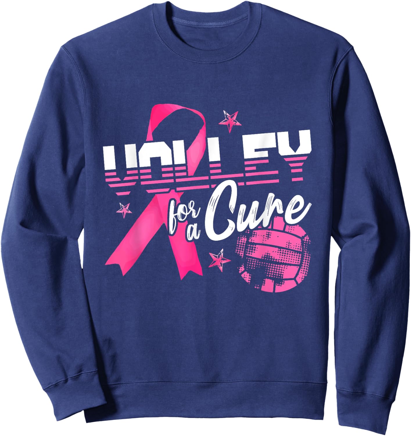 Volley For A Cure Volleyball Breast Cancer Awareness Sweatshirt - Sweatshirt | Navy