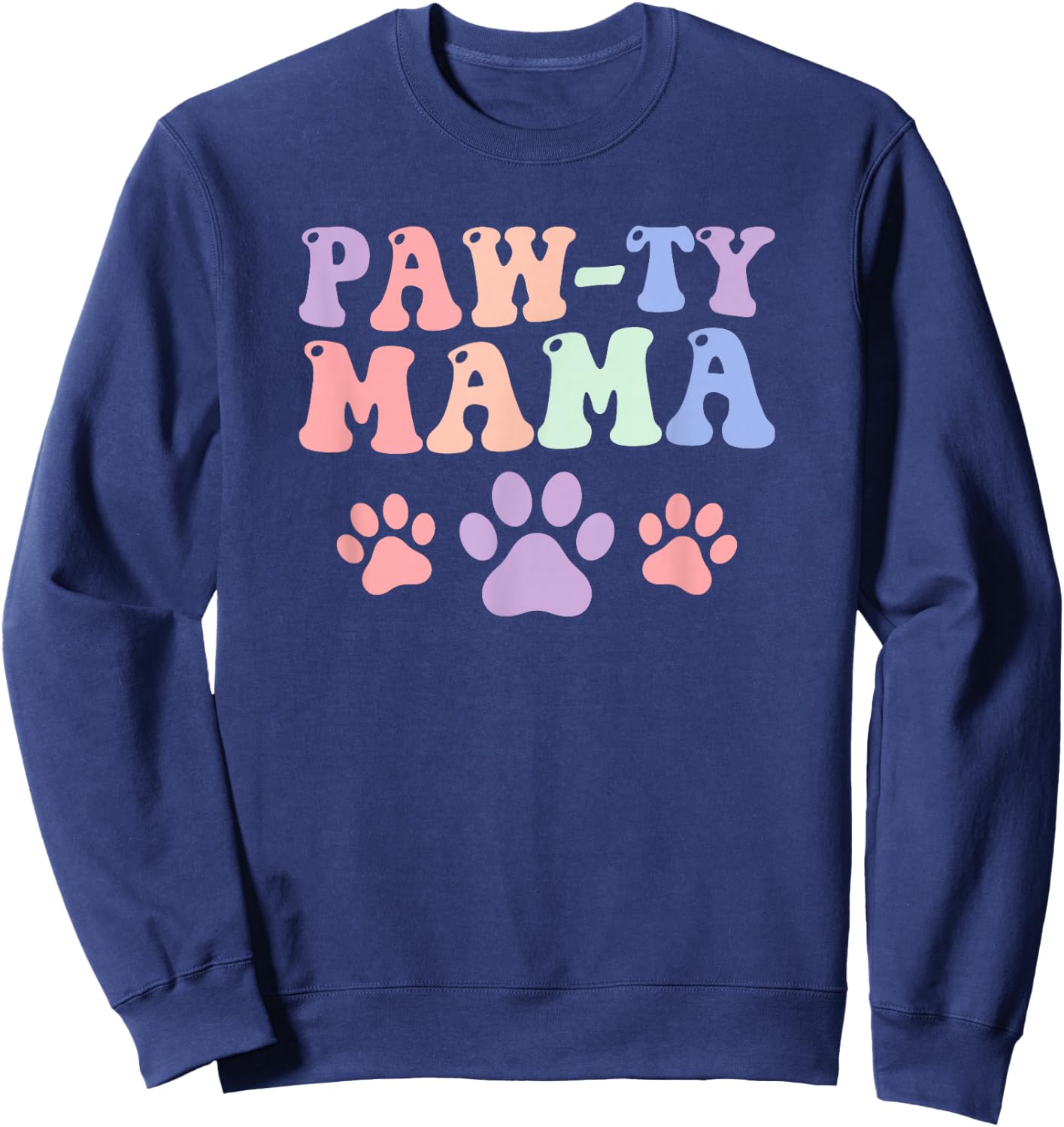 Paw-ty Mama Groovy Animal Foot Shapes Pet Lover Sweatshirt - Sweatshirt | Navy