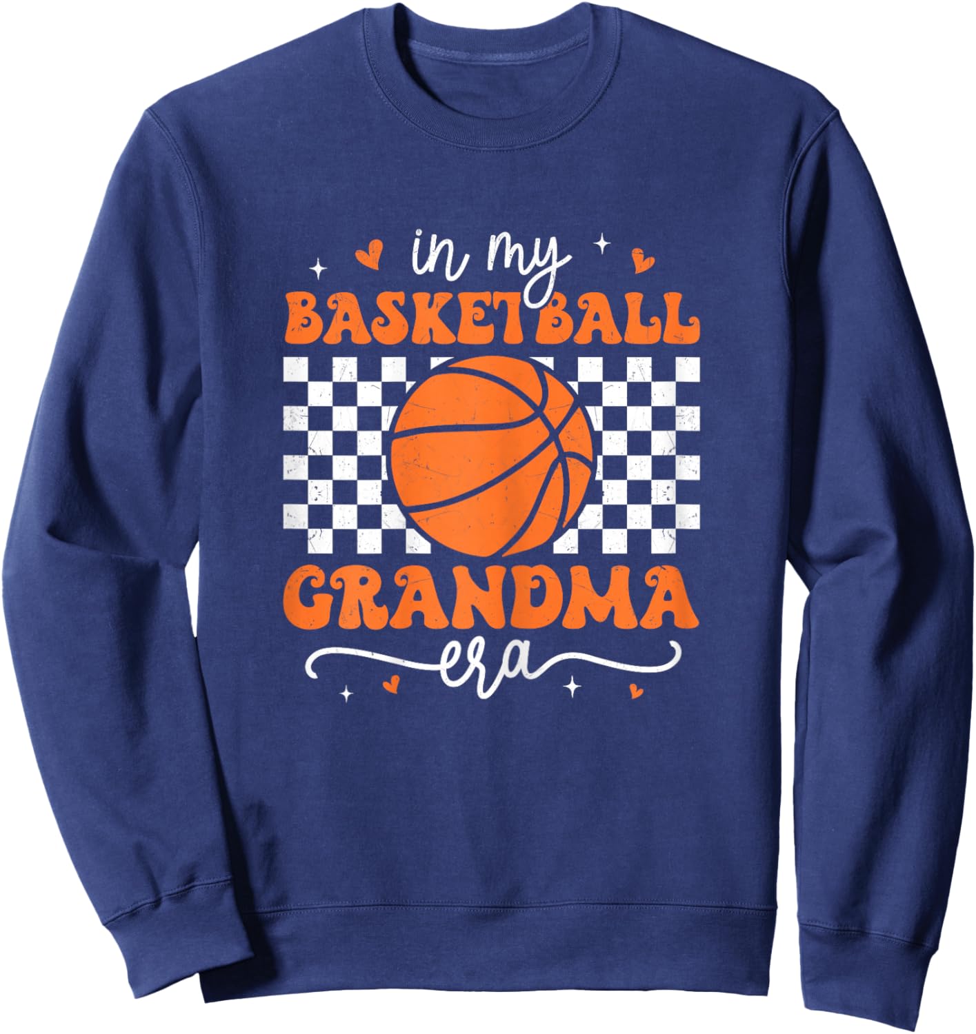 In My Basketball Grandma Era Groovy Retro Basketball Grandma Sweatshirt - Sweatshirt | Navy