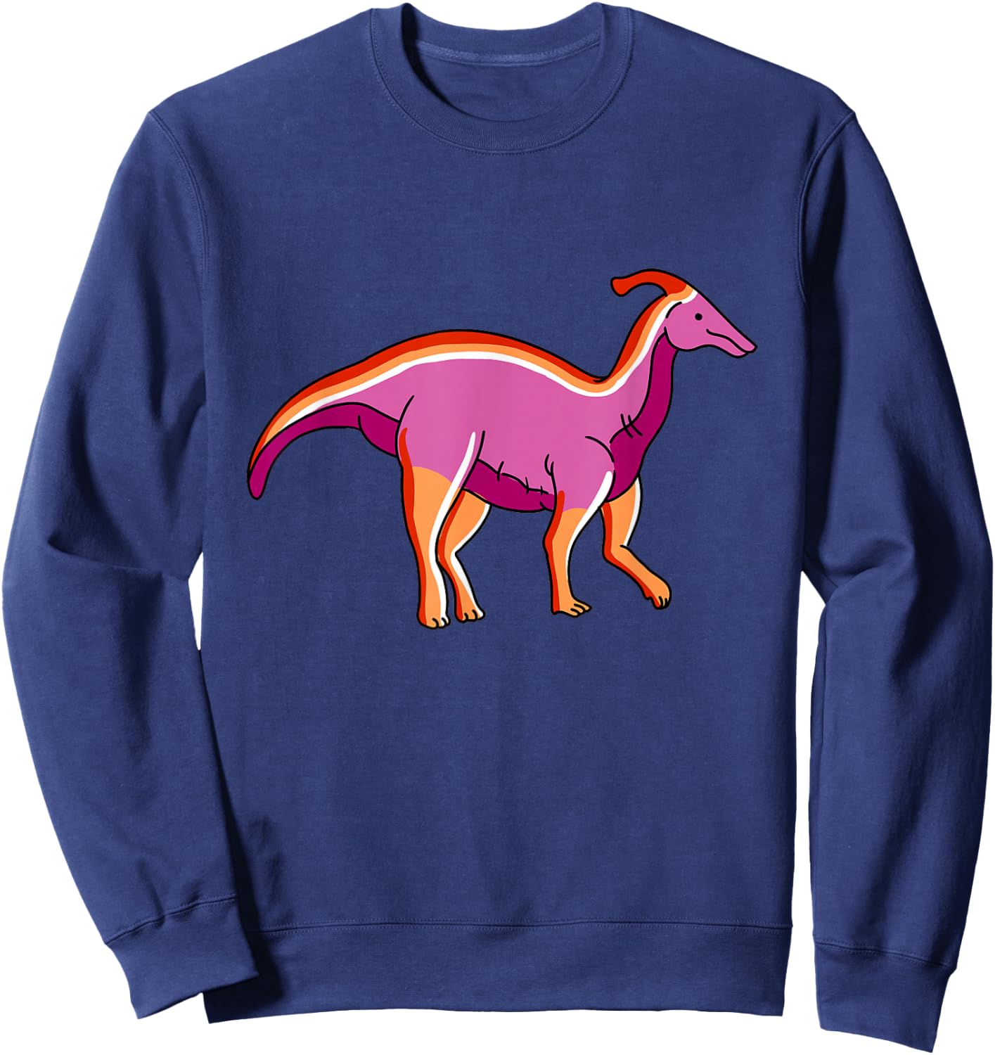 Lesbian Dinosaur Orange Pink Lesbian Pride Sweatshirt - Sweatshirt | Navy