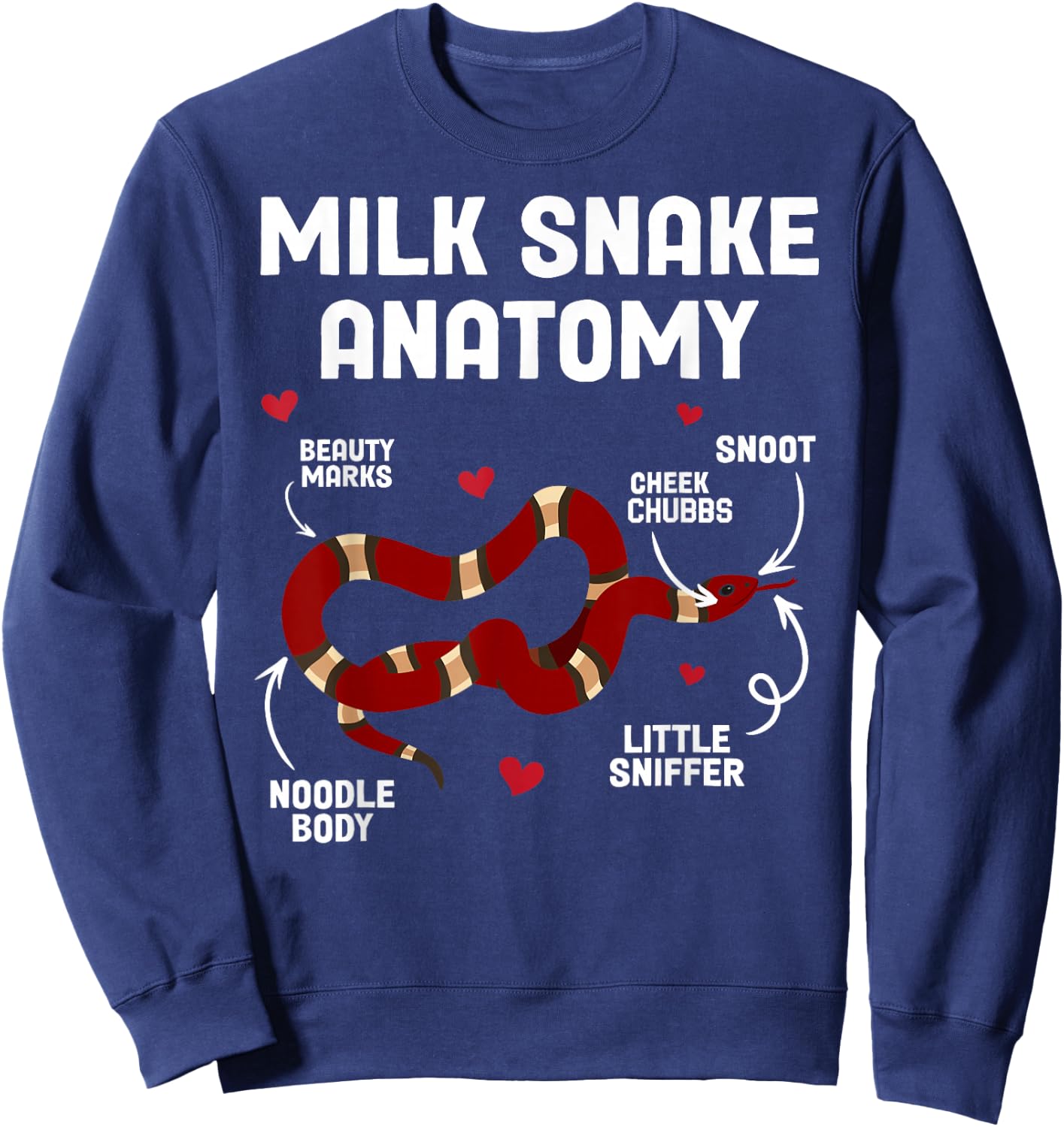 Funny Milk Snake Mom Milk Snake Dad Adult Cotton Blend Black Small Modern Snake Themed Milk Snake Anatomy Owner Lover Sweatshirt - Sweatshirt | Navy