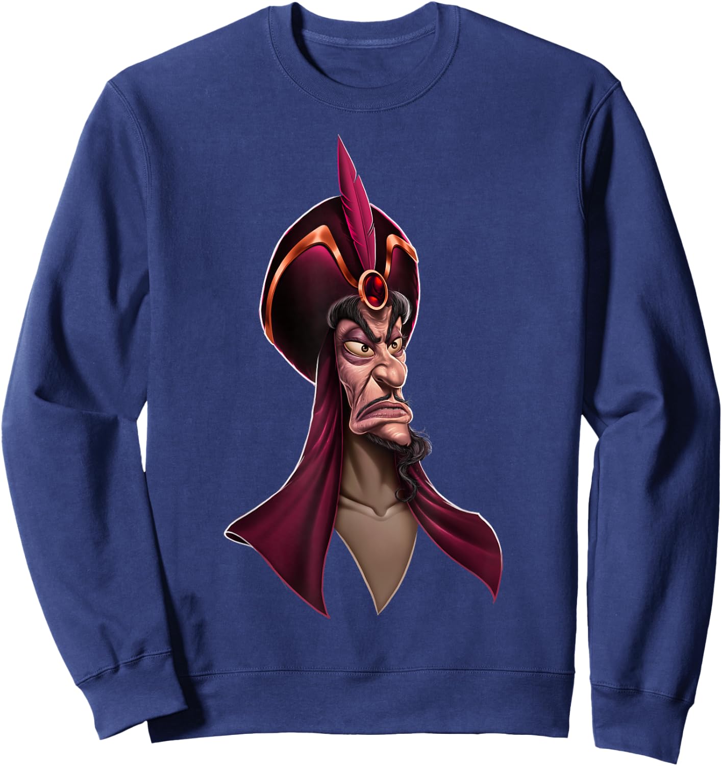 Disney Aladdin Jafar Up Close Portrait Graphic , Black, S Sweatshirt - Sweatshirt | Navy