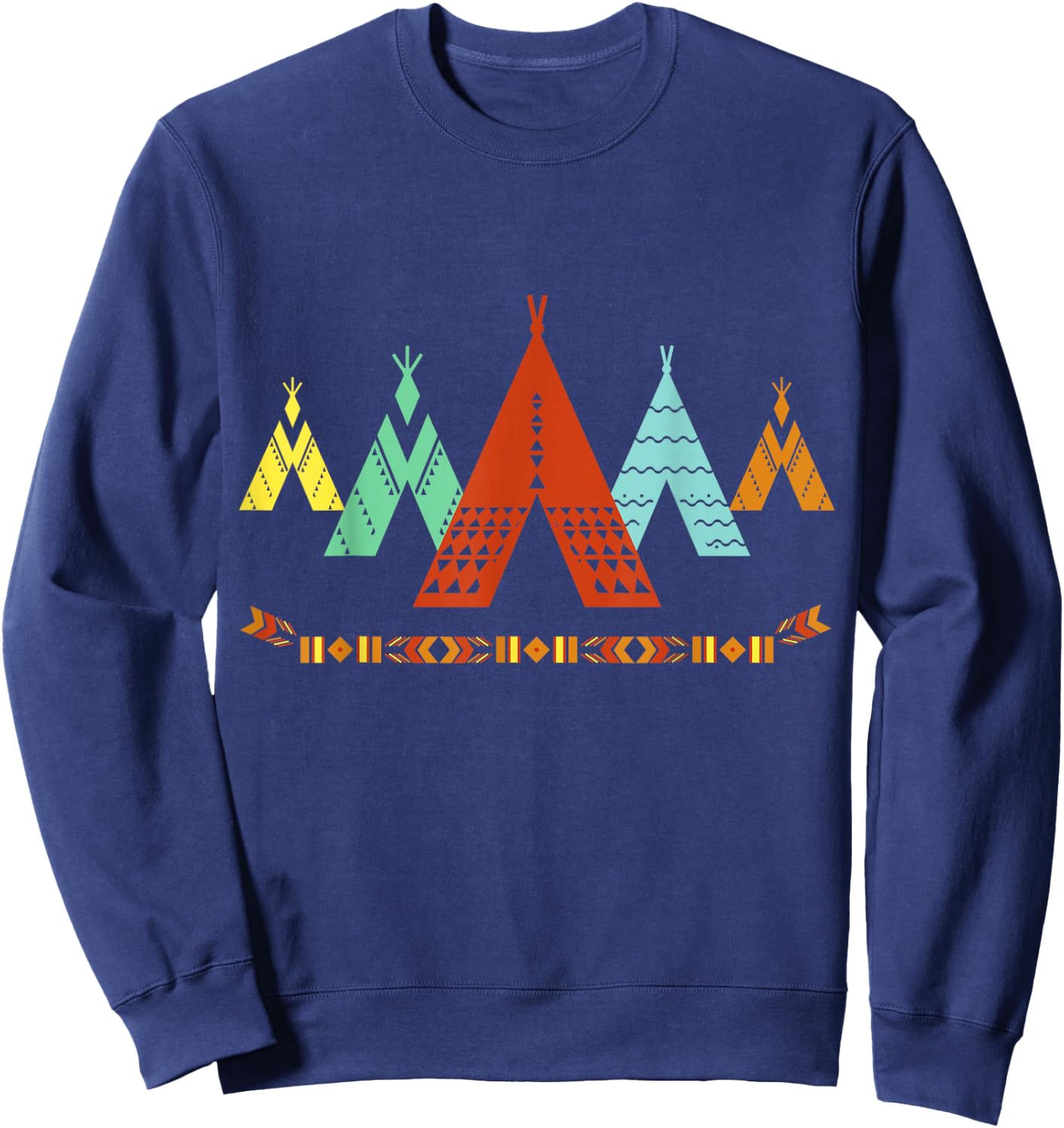 Vintage Native American Teepee , Indian Shirt Sweatshirt - Sweatshirt | Navy