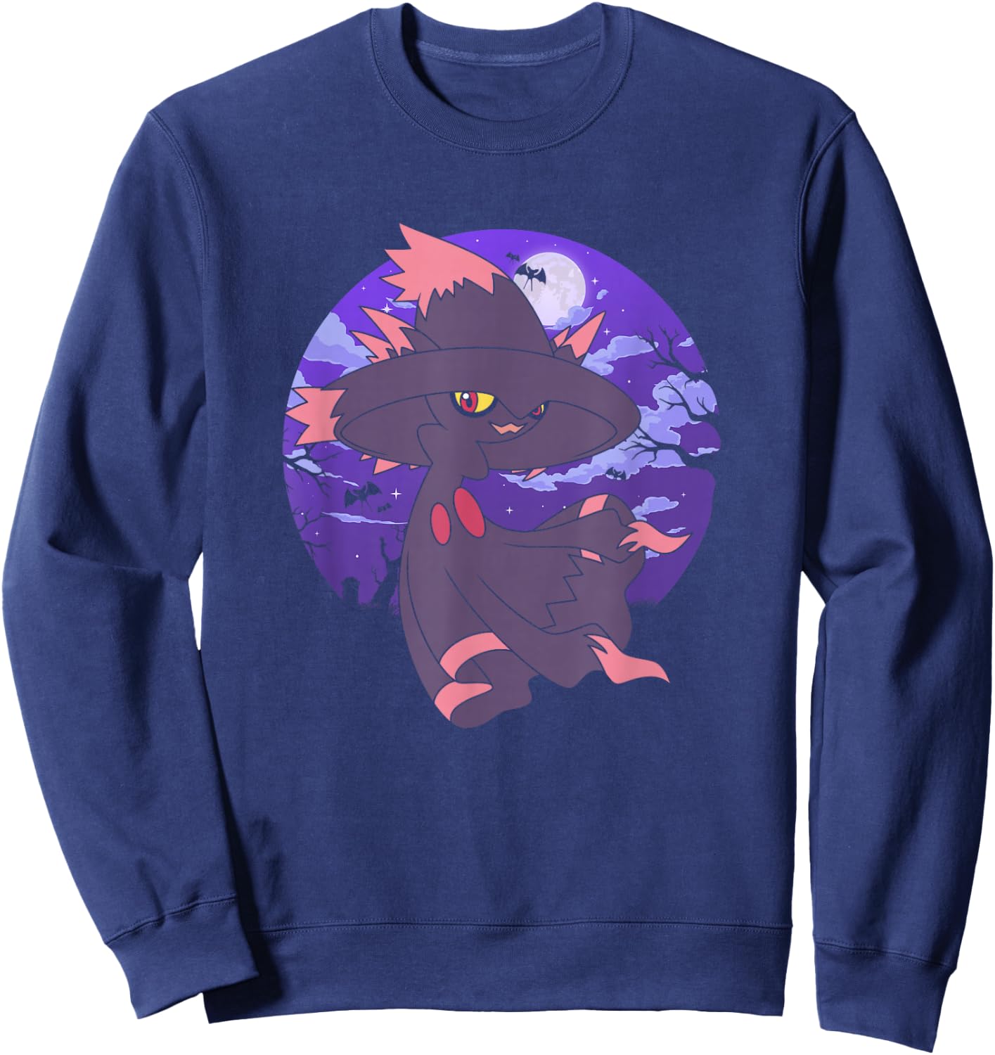 Pokémon Mismagius & Zubat Creepy Graveyard At Night Sweatshirt - Sweatshirt | Navy