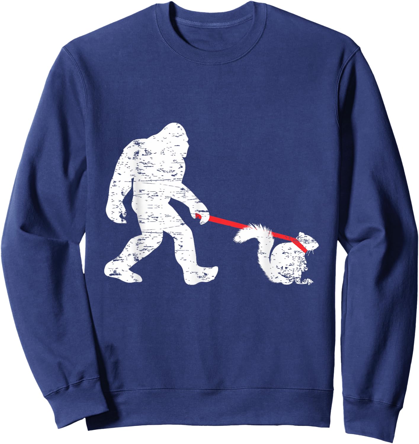 Cool Big Foot and Squirrel Lover Gifts Bigfoot Walking Squirrel Funny Sasquatch Fan -Adults Black Small Classic Fit Short Sleeve Cotton 60% Polyester 40% Sweatshirt - Sweatshirt | Navy