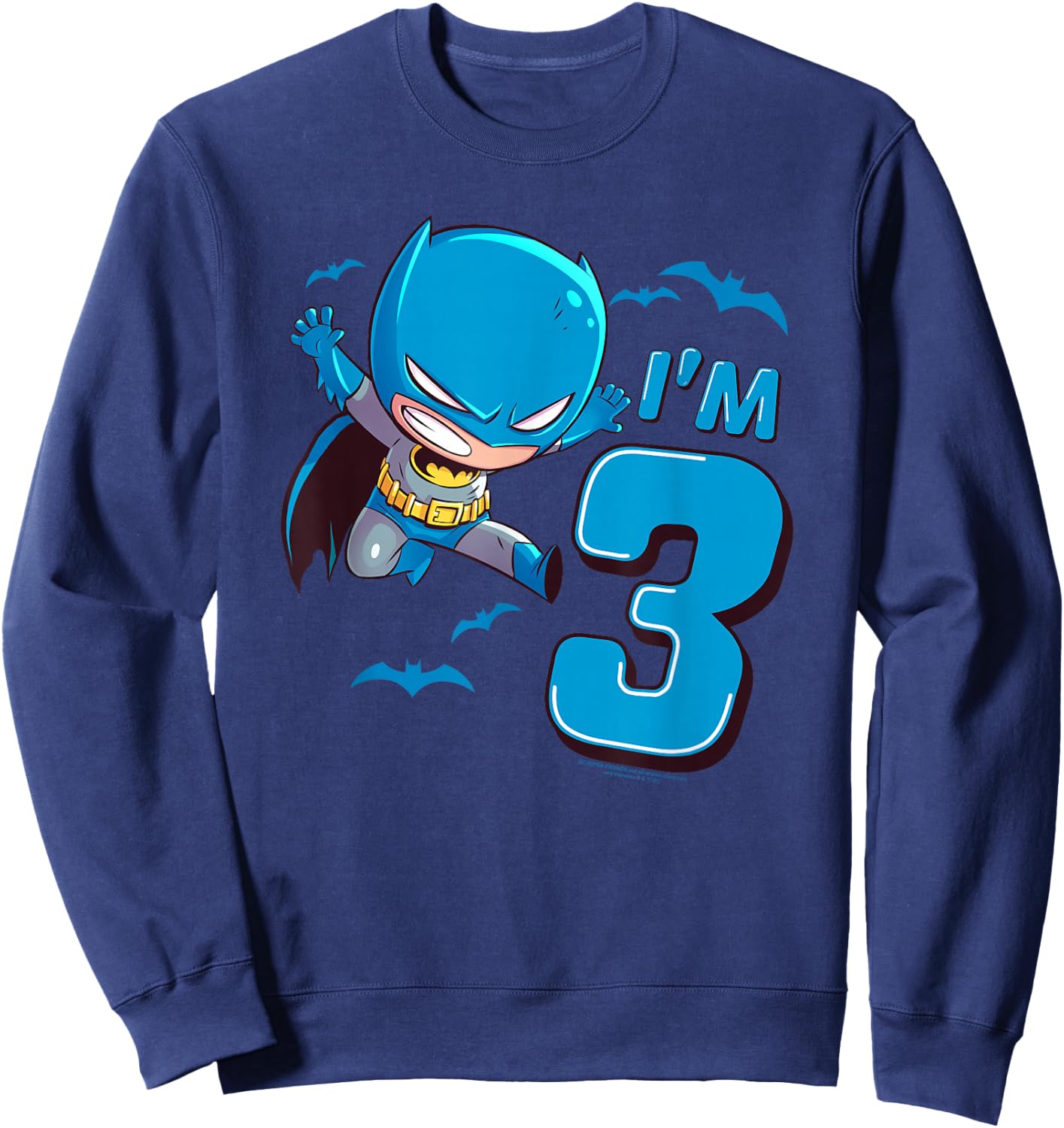 Batman 3rd Birthday Cute I'm 3 Sweatshirt - Sweatshirt | Navy