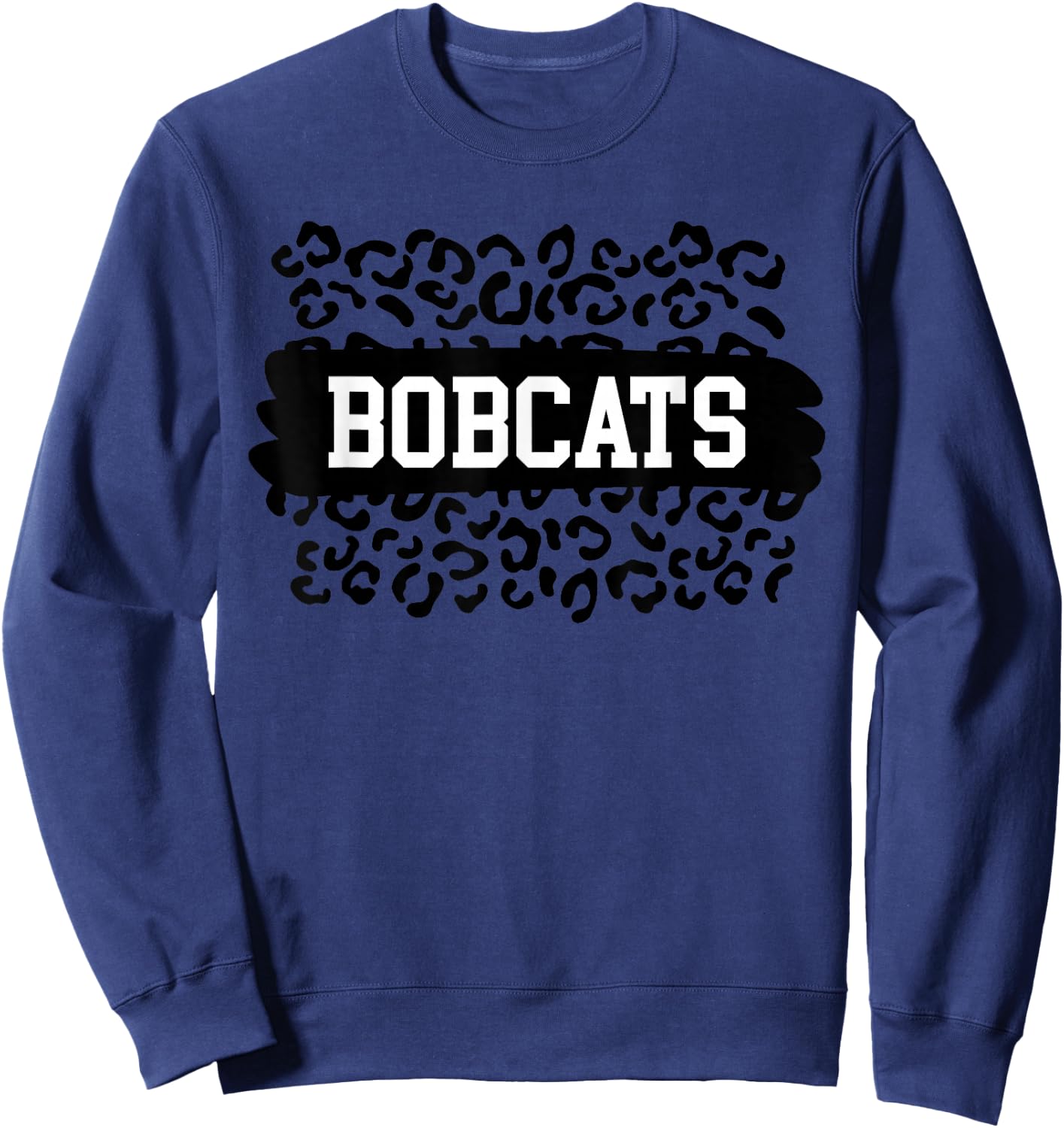 Leopard Bobcats School Spirit Fan Team Back To School Sweatshirt - Sweatshirt | Navy
