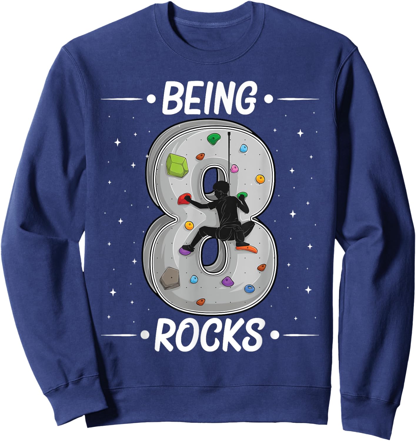 8 year old rock climbing 8th birthday Adventures Climber Sweatshirt - Sweatshirt | Navy