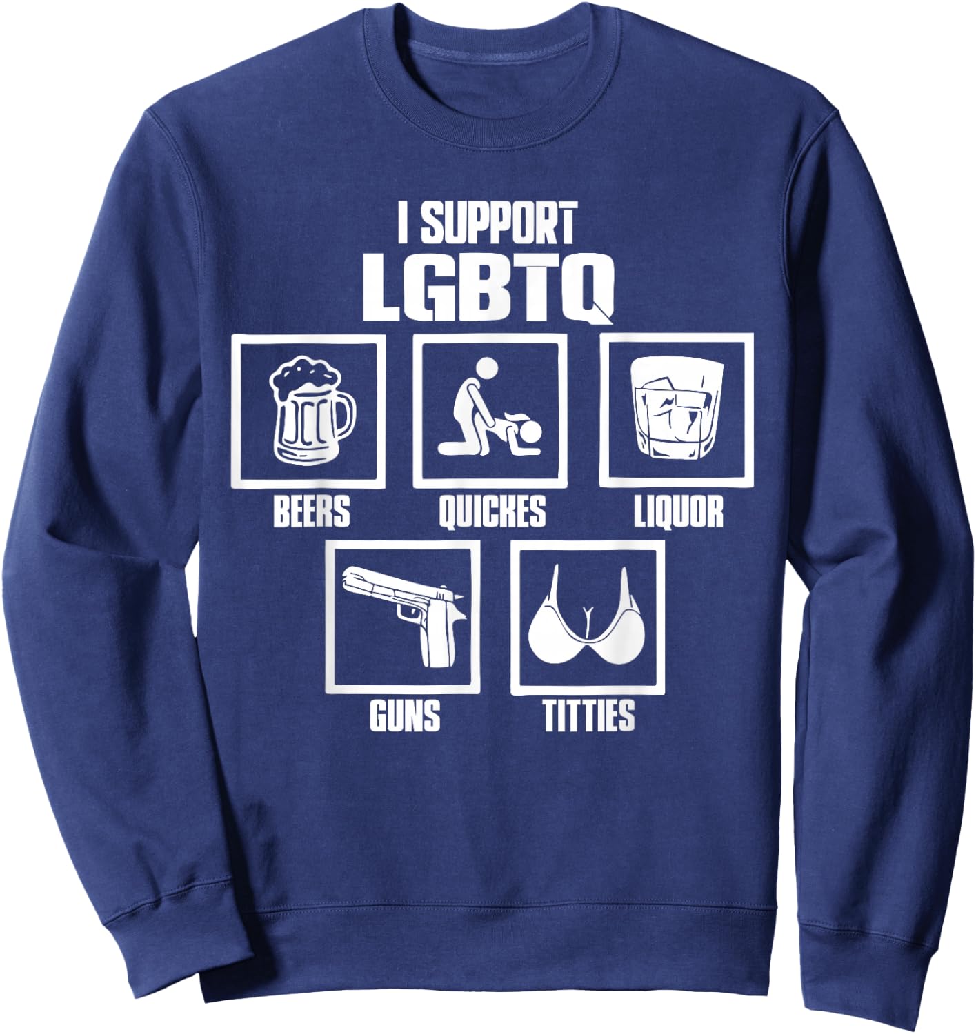 I Support LGBTQ Funny Pride Month Sweatshirt - Sweatshirt | Navy