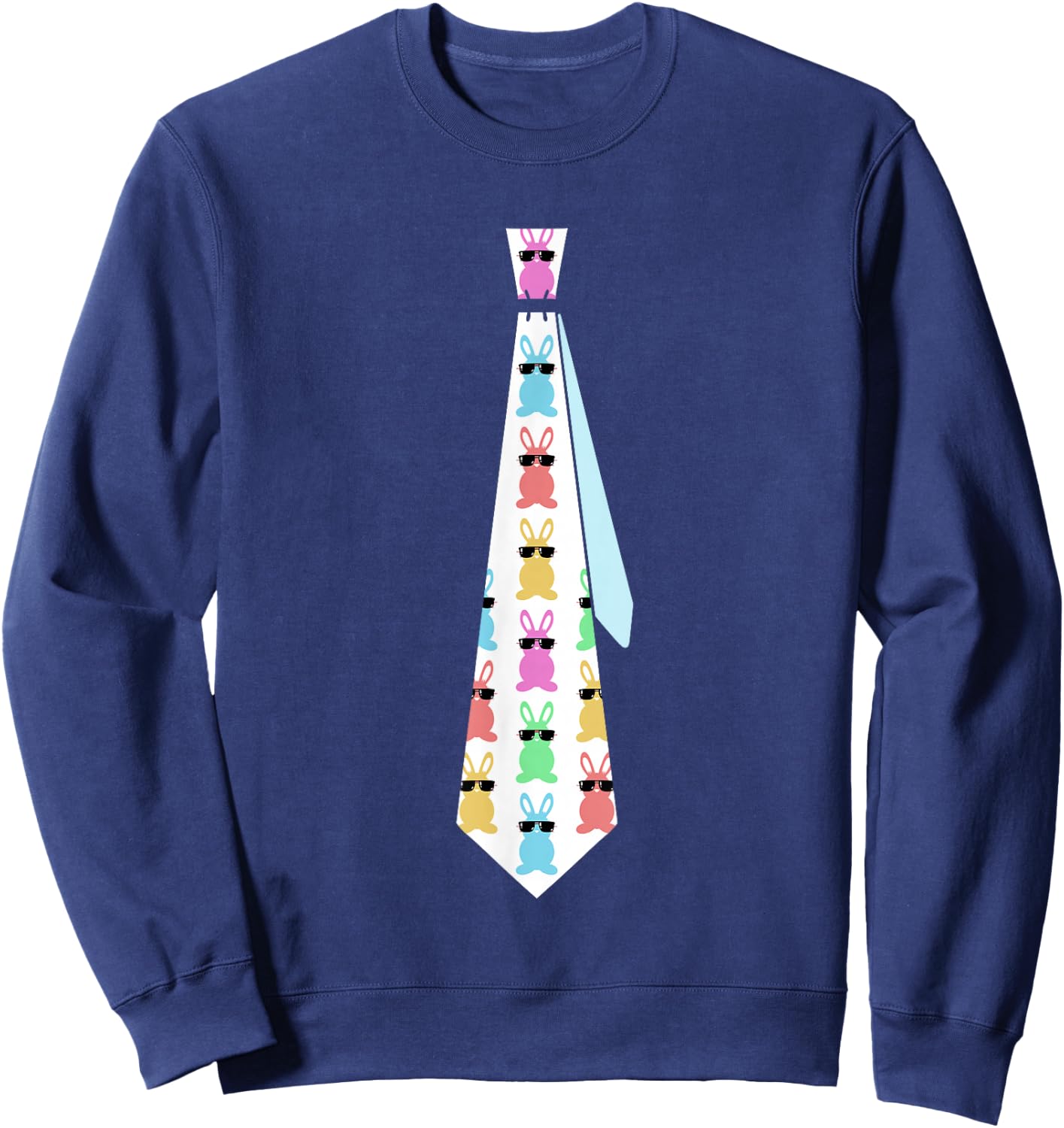 Easter Bunny Tie Funny Graphic for Boys Toddlers Men Sweatshirt - Sweatshirt | Navy