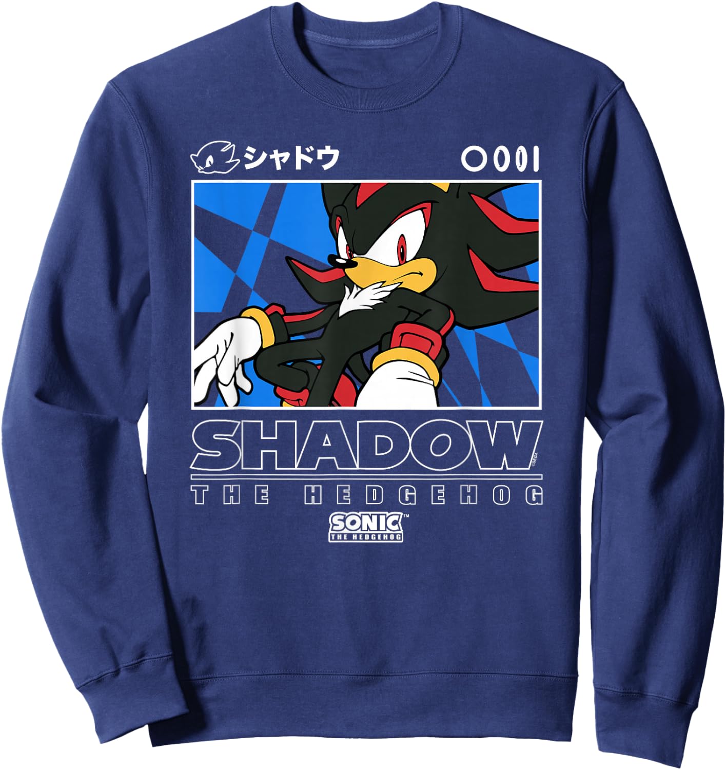 Sonic The Hedgehog Shadow Iconic Kanji Chest Big Portrait Sweatshirt - Sweatshirt | Navy