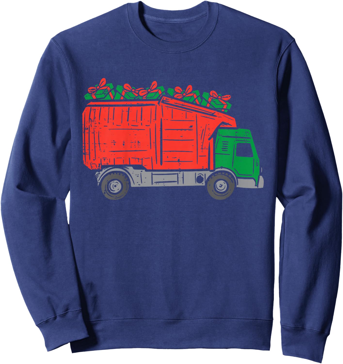 Kids Garbage Truck Xmas PJs Pajamas Toddler Boys Christmas Kids Sweatshirt - Sweatshirt | Navy