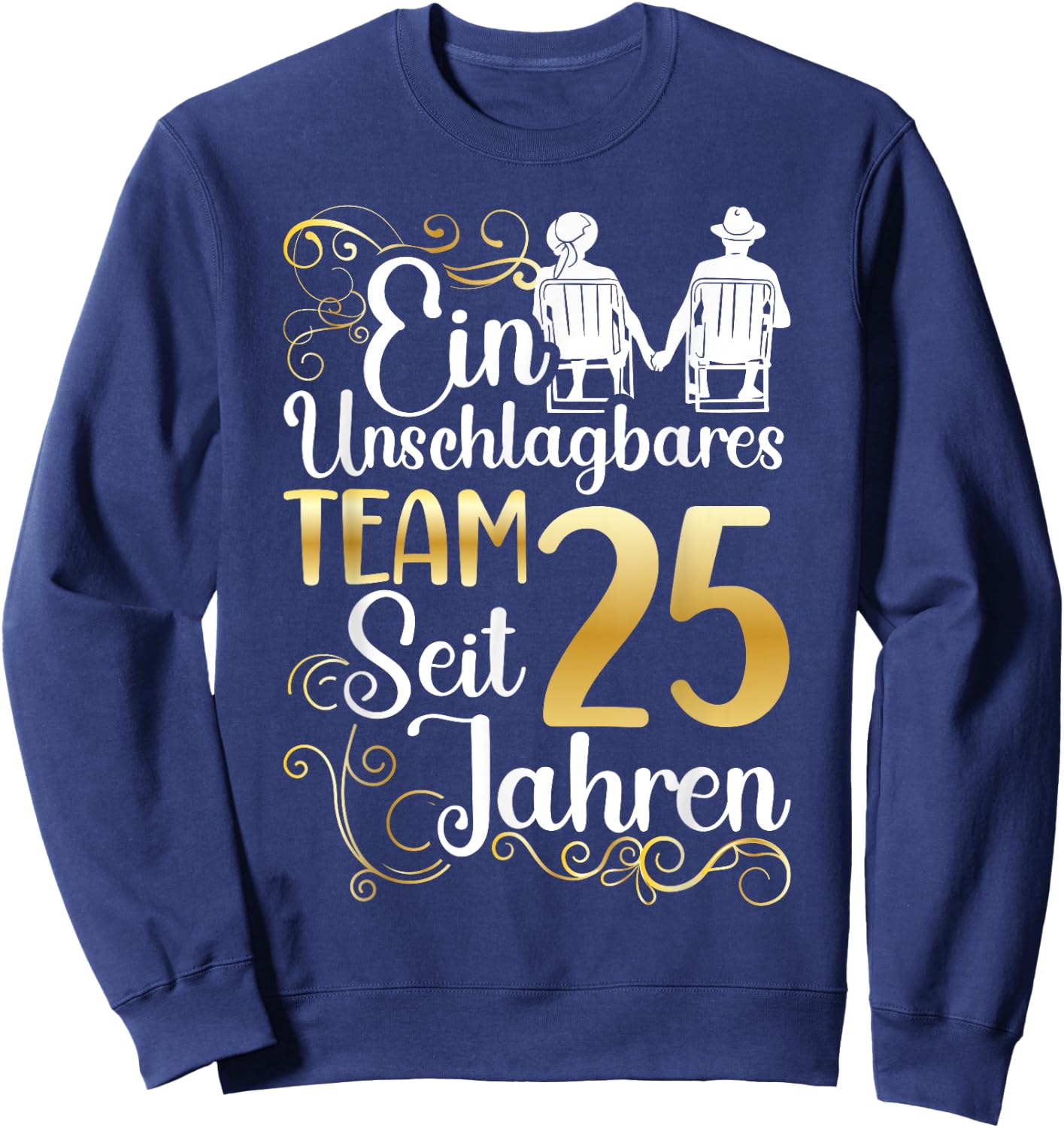 Silver Wedding 25 Years Married Wedding Anniversary , black, s Sweatshirt - Sweatshirt | Navy