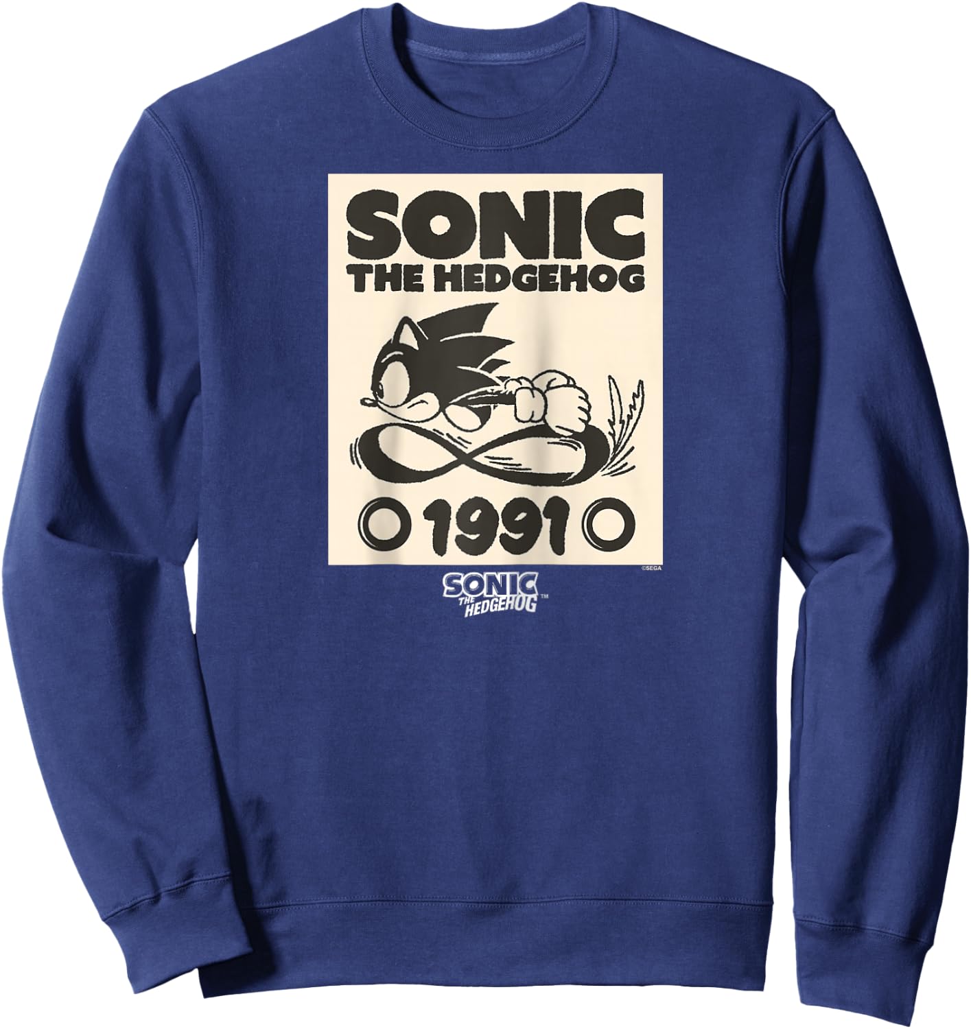 Sonic The Hedgehog 1991 Epic Run Vintage Sketch Raglan Baseball Sweatshirt - Sweatshirt | Navy