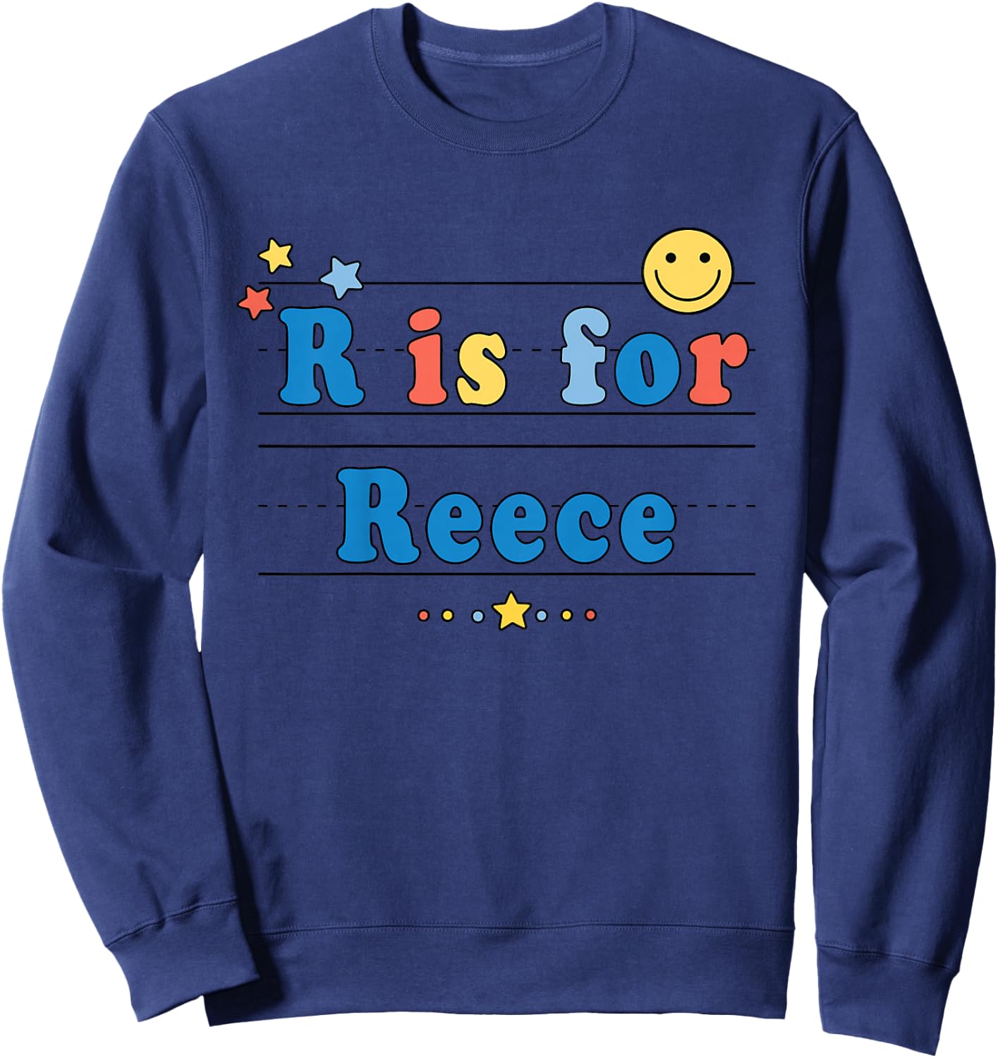 Kids Reece Name Shirt Alphabet R is for Reece Sweatshirt - Sweatshirt | Navy