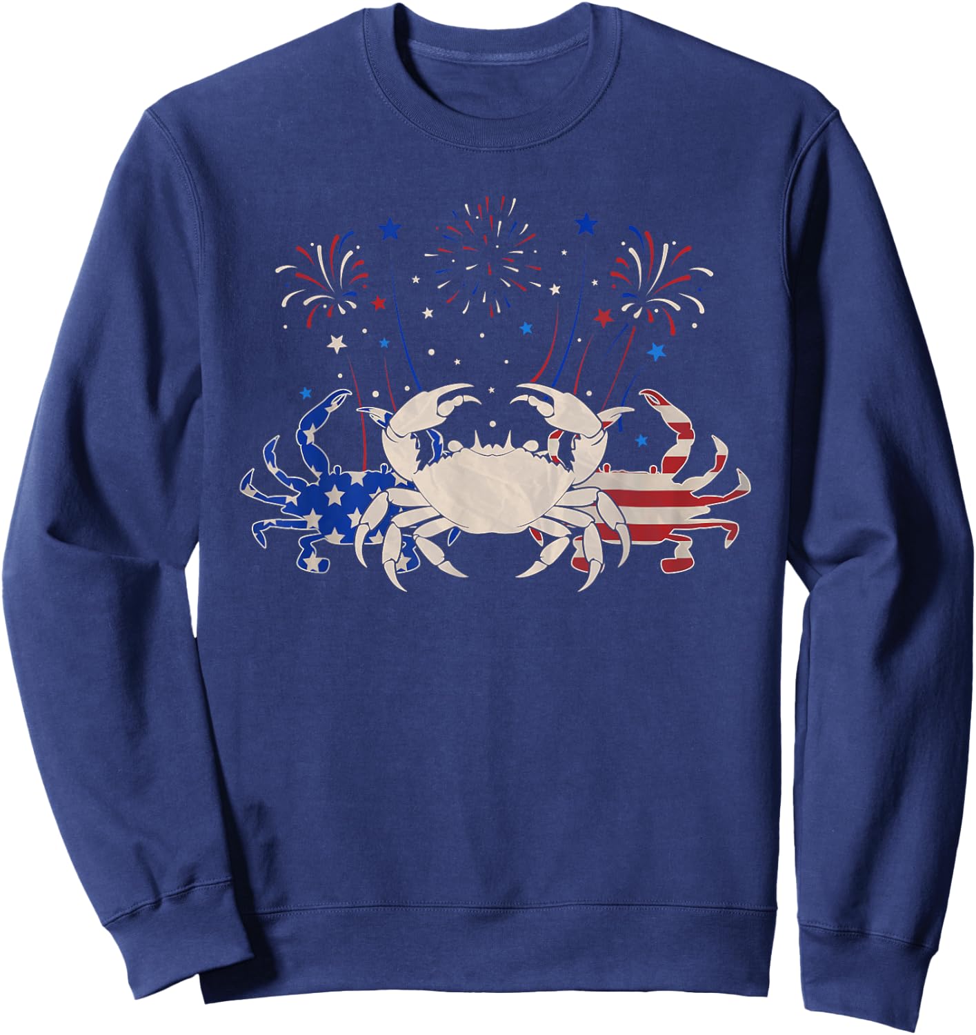 Three Crab 4th of July Patriotic American Flag Sweatshirt - Sweatshirt | Navy