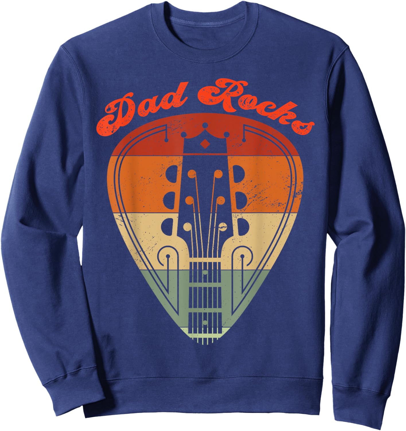 Dad Rocks Guitar Vintage Retro Father's Day Matching Sweatshirt - Sweatshirt | Navy