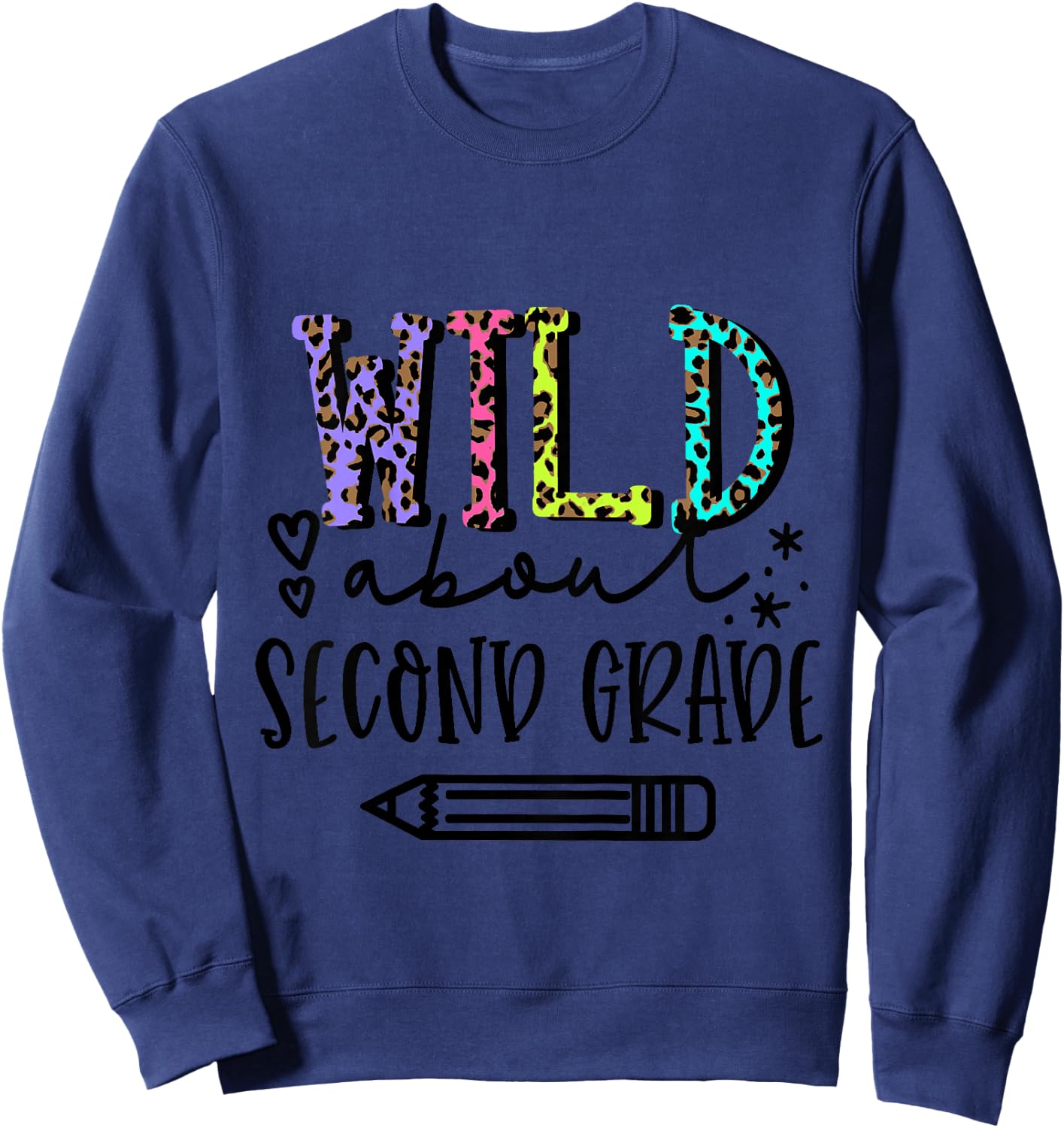 Kids Wild About 2nd Grade Girls First Day of Second Grade Sweatshirt - Sweatshirt | Navy
