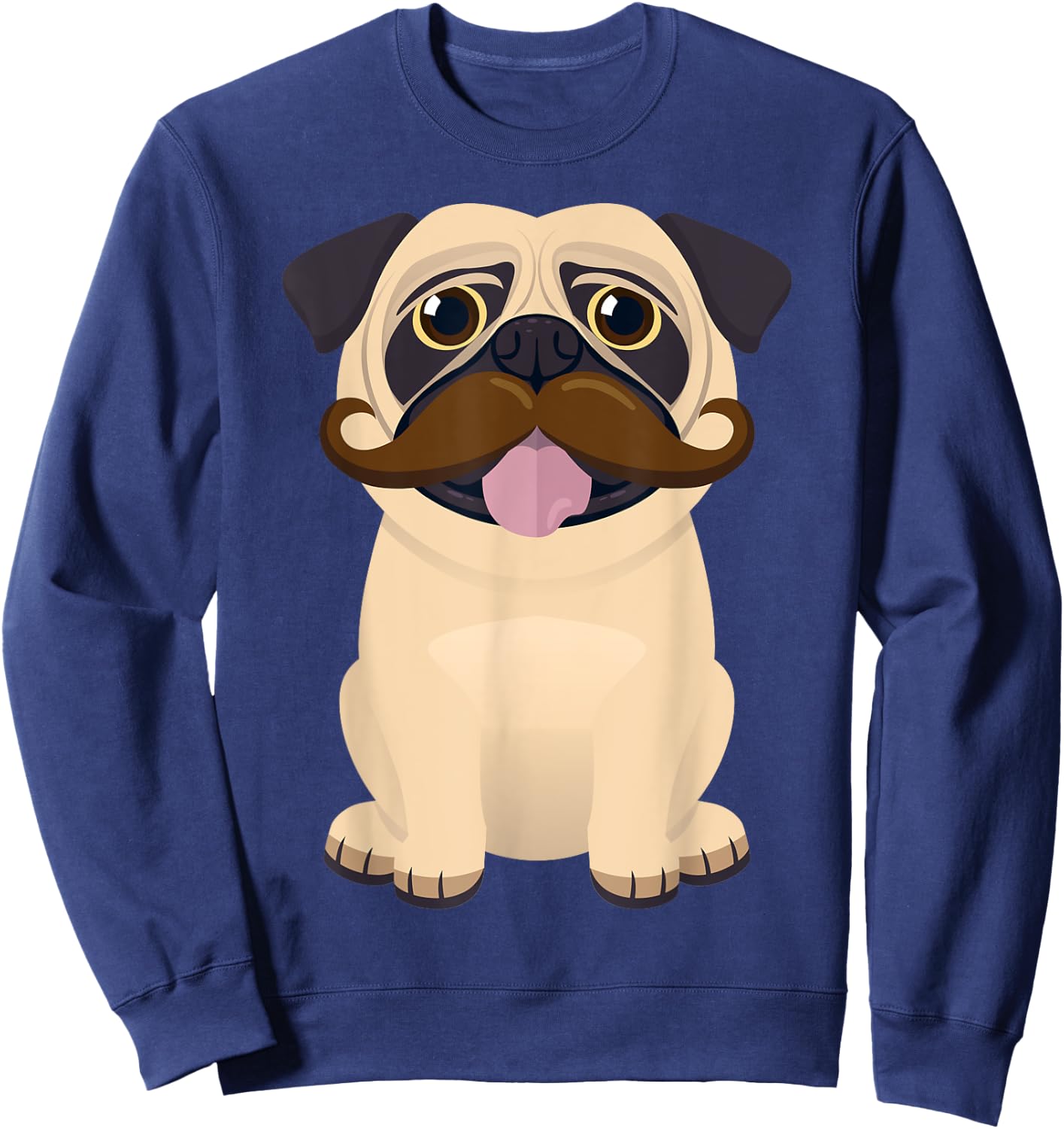 Funny Christmas Xmas Pug Dog Mustache Kids Costume Sweatshirt - Sweatshirt | Navy