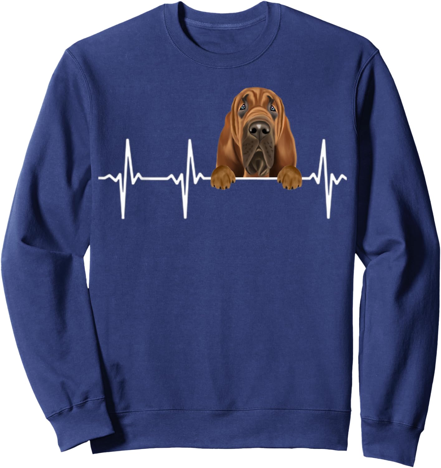 Funny Dog Heartbeat For Bloodhound Lovers Men Women Kids Sweatshirt - Sweatshirt | Navy