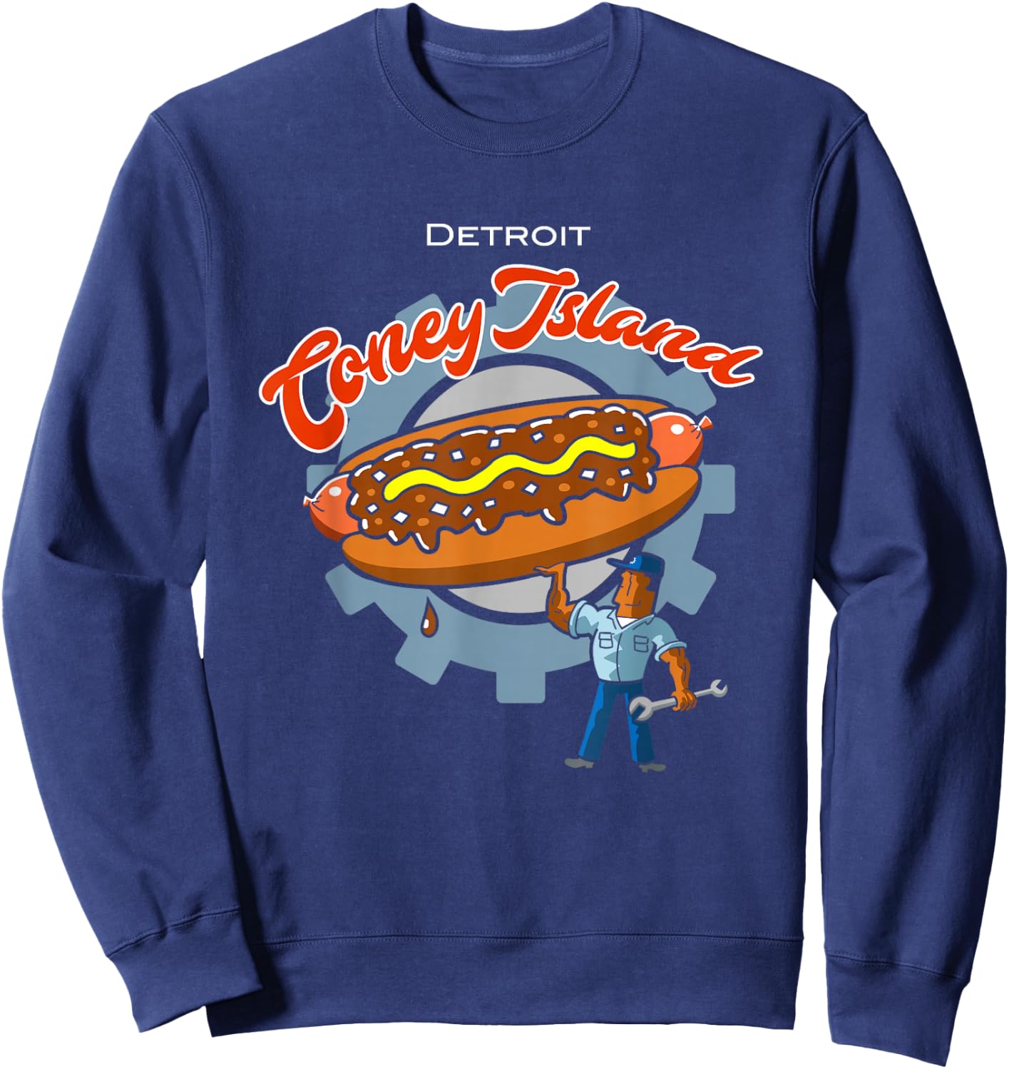 Detroit Pride Coney Island Hot Dog Women Sweatshirt - Sweatshirt | Navy