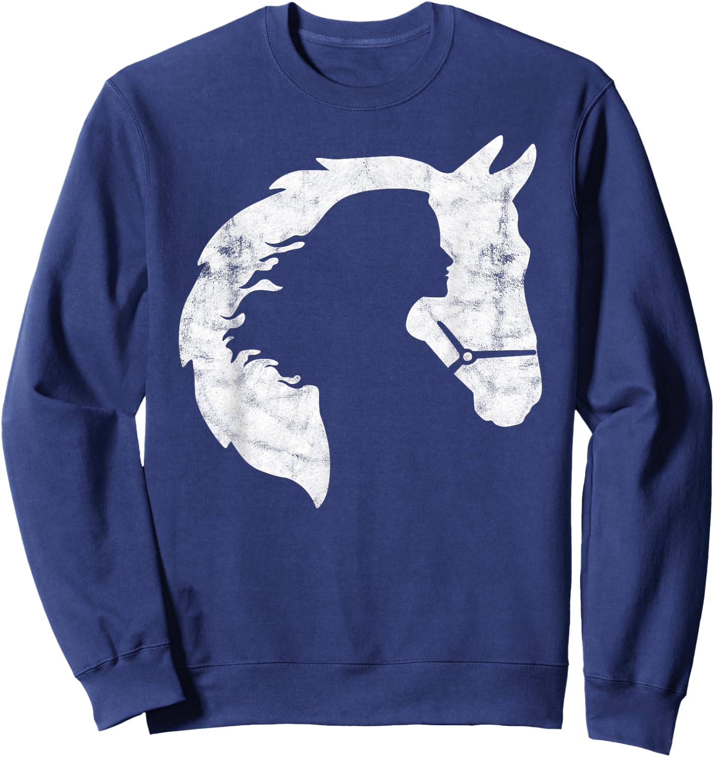 Retro Horse Young Woman With Horse Love Horse Silhouette Sweatshirt - Sweatshirt | Navy