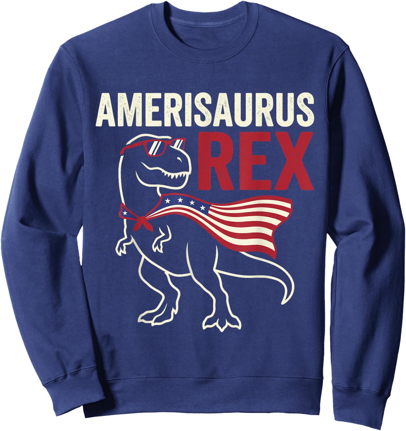 Funny 4th of July Dinosaur Amerisaurus Rex Boys Kids Youth Sweatshirt - Sweatshirt | Navy