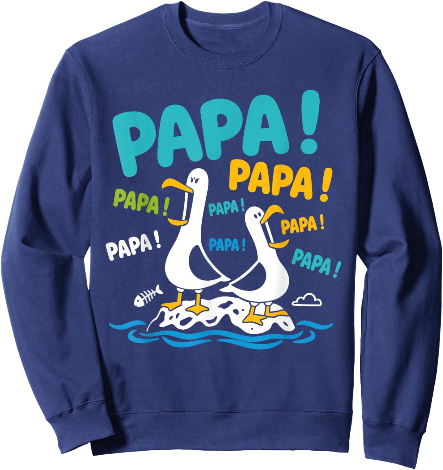 Bague fête des pères Humour Enfant Qui crie Mouette Papa Sweatshirt - Sweatshirt | Navy