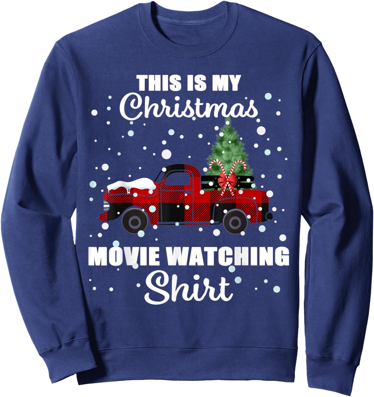 This Is My Christmas Movie Watching Buffalo Plaid Sweatshirt - Sweatshirt | Navy