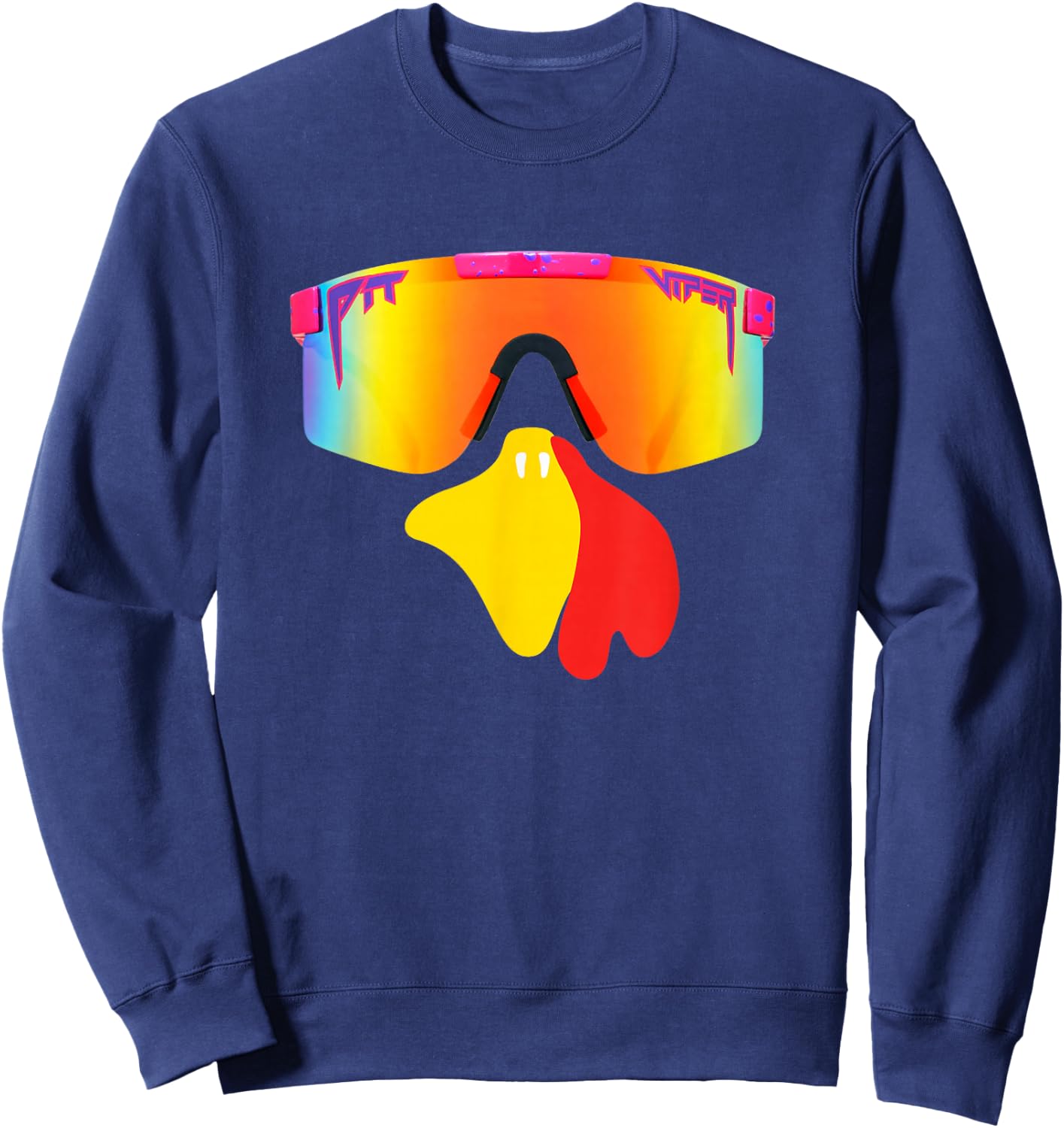 Rizzy Turkey with Cool Shades Funny Thanksgiving Boys Sweatshirt - Sweatshirt | Navy
