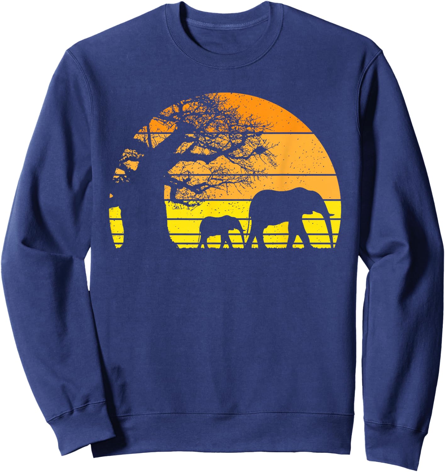Elephant Safari Vintage Sunset Baobab Africa Flag Sweatshirt - Sweatshirt | Navy