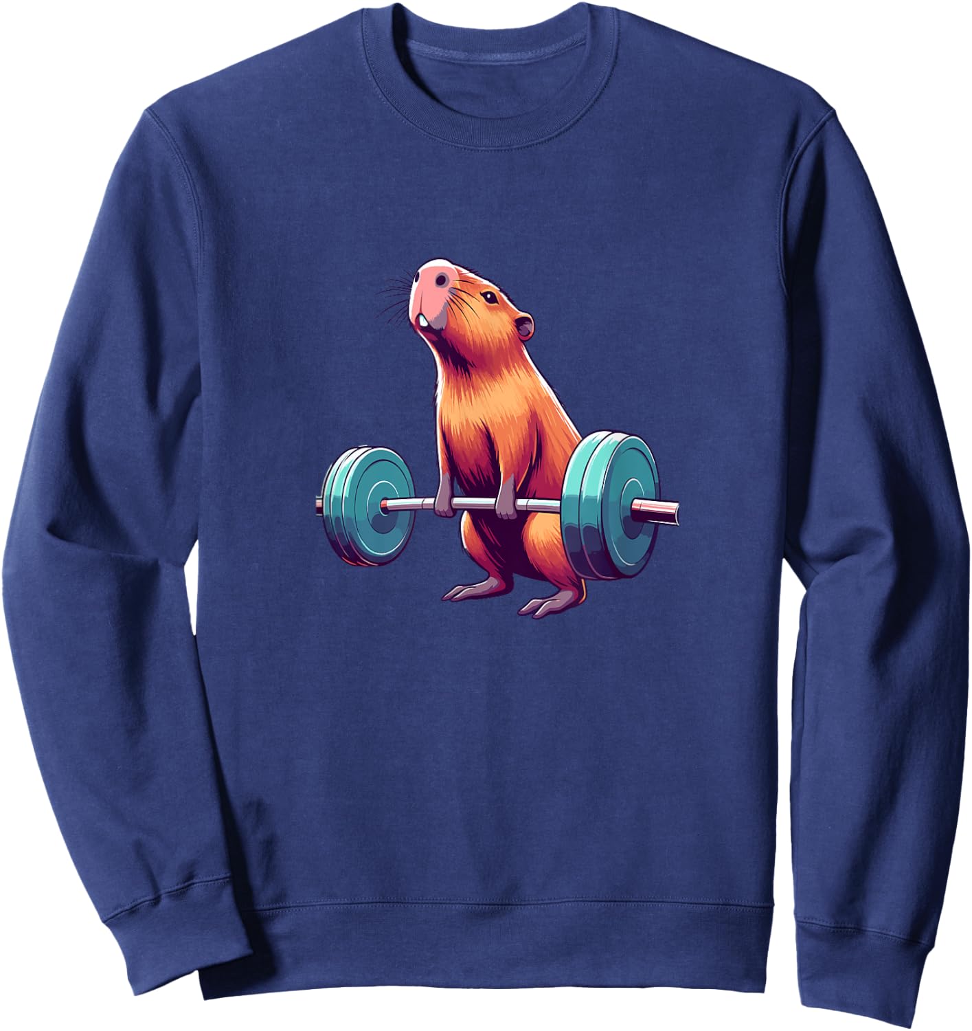 Capybara Deadlift Weightlifting Funny Fitness Workout Sweatshirt - Sweatshirt | Navy