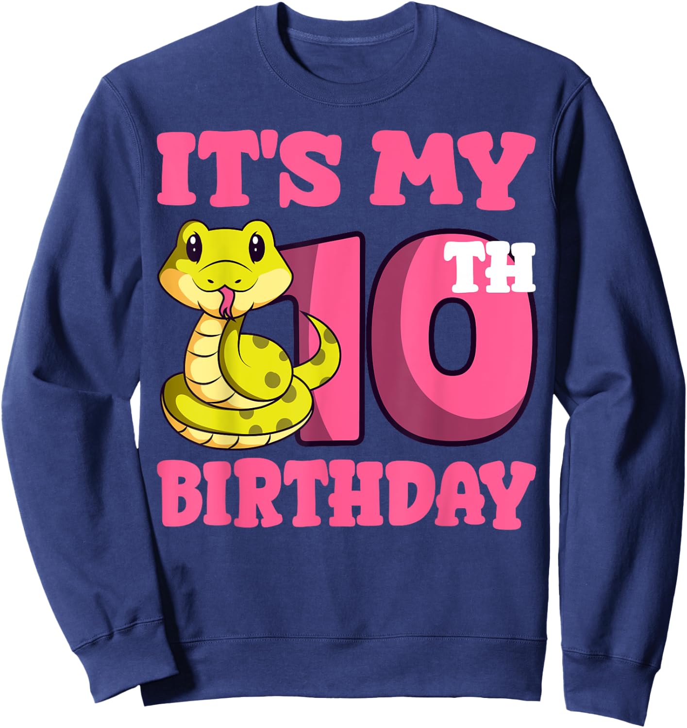 Snake 10th Birthday Reptile Lover Wildlife Serpent Zookeeper Sweatshirt - Sweatshirt | Navy