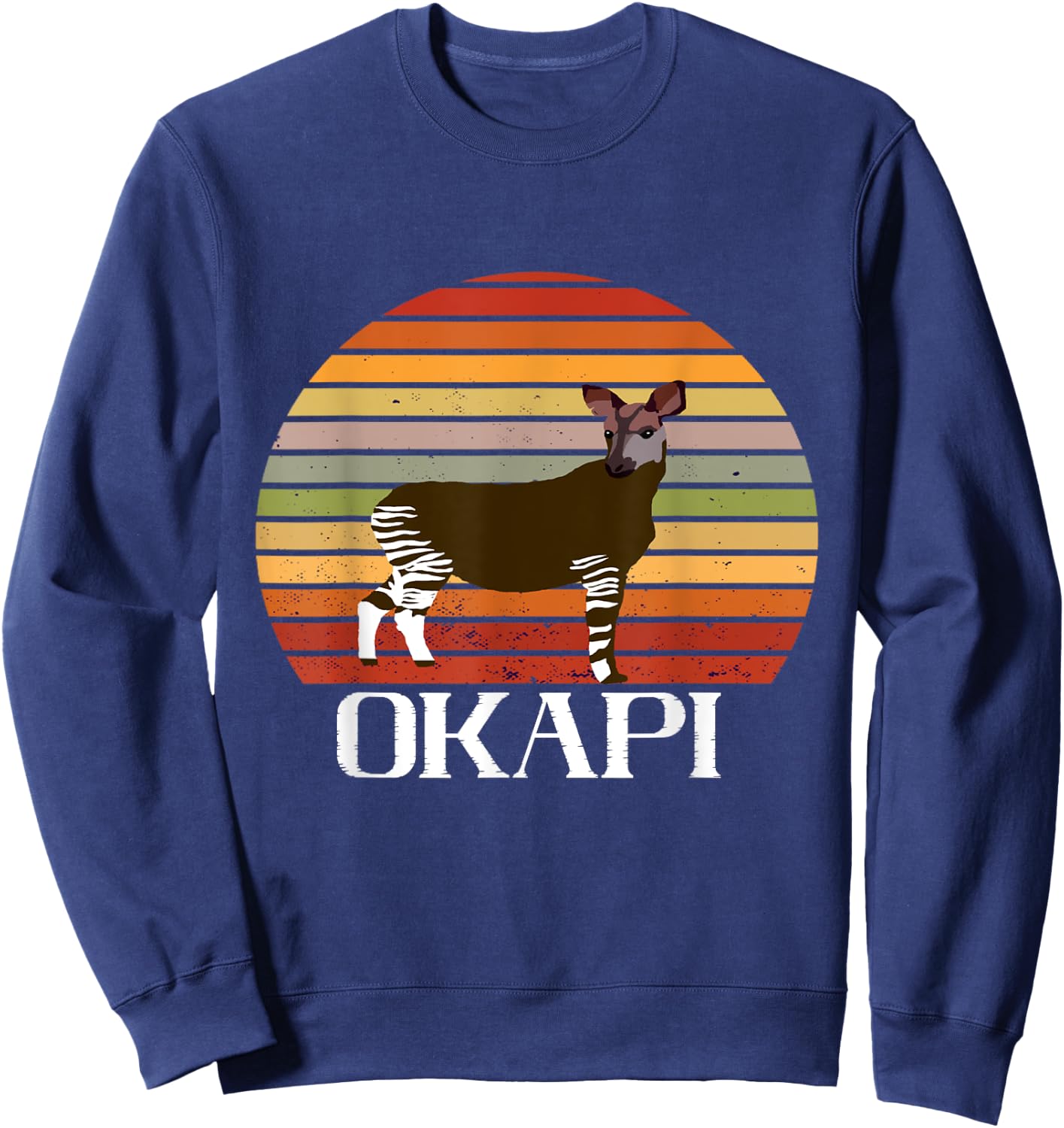 Retro Funny Okapi Vintage Forest Giraffe Okapi Lover Okapi Sweatshirt - Sweatshirt | Navy