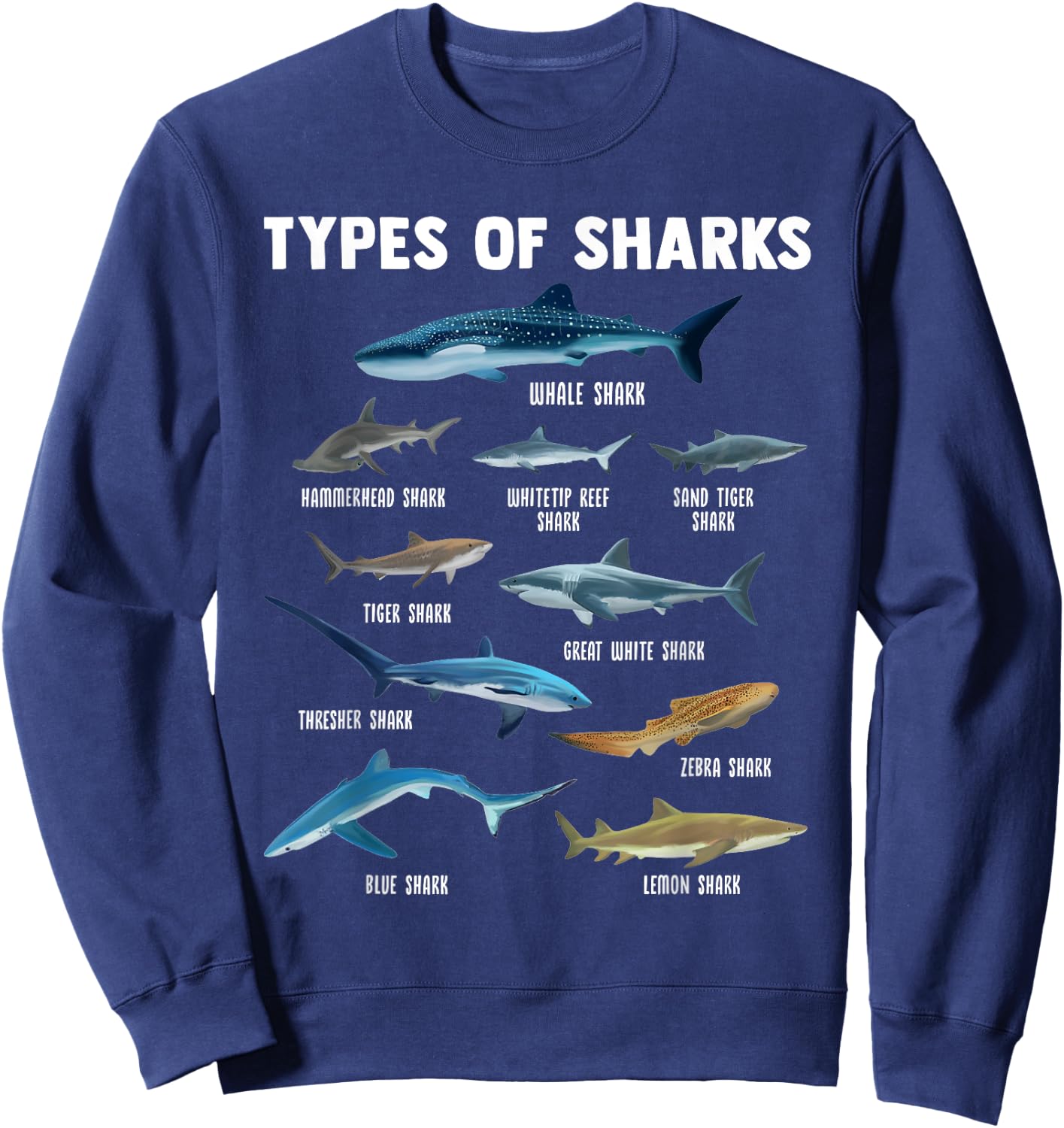 Types of shark shark Sweatshirt - Sweatshirt | Navy