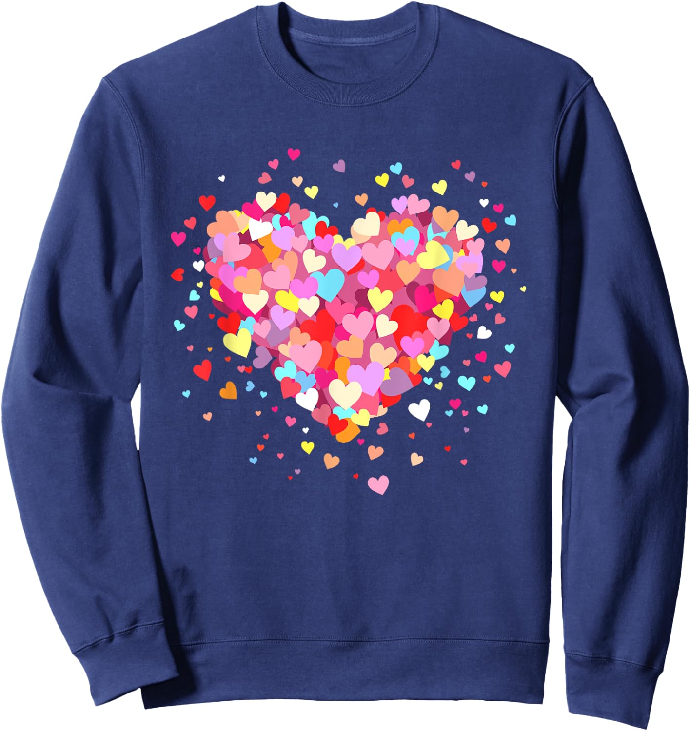 Heart Design Colourful Confetti Hearts Valentine's Day , black Sweatshirt - Sweatshirt | Navy