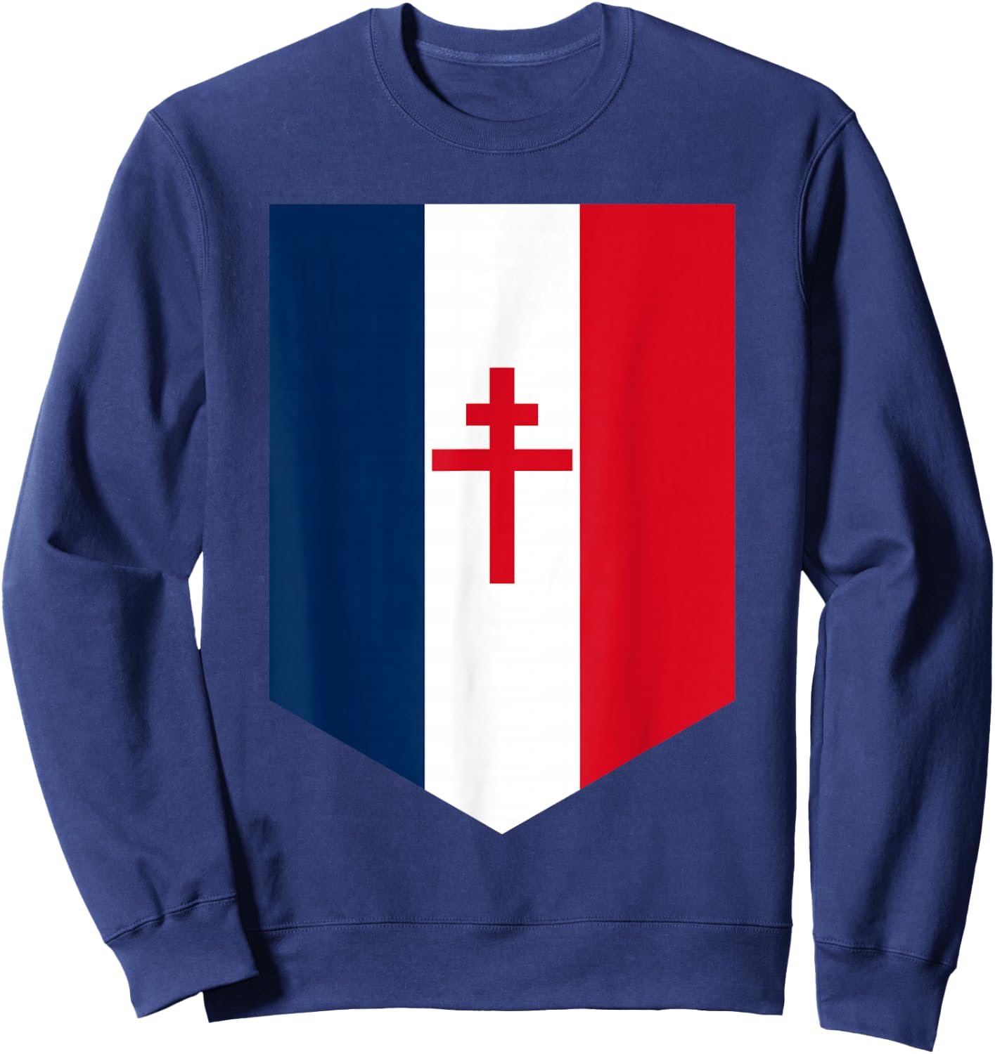 Drapeau Français avec Croix de Lorraine , Black, S Sweatshirt - Sweatshirt | Navy
